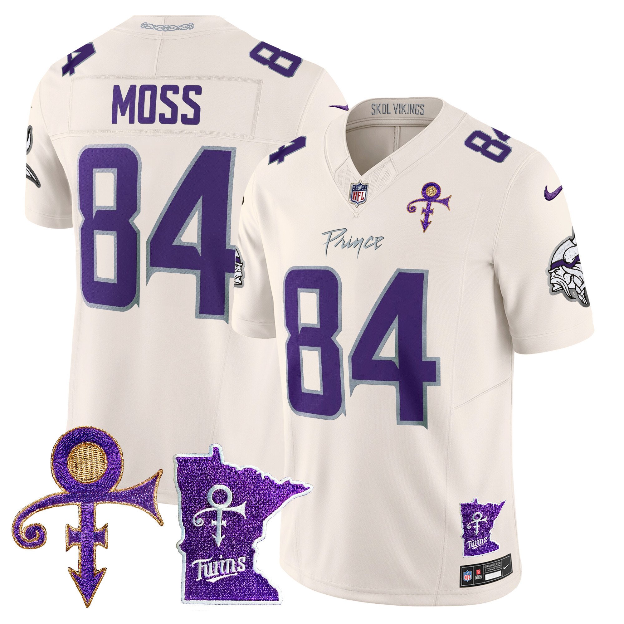 Men's Randy Moss Minnesota Vikings 2024 Prince Vapor Limited Cream Jersey V2 - All Stitched