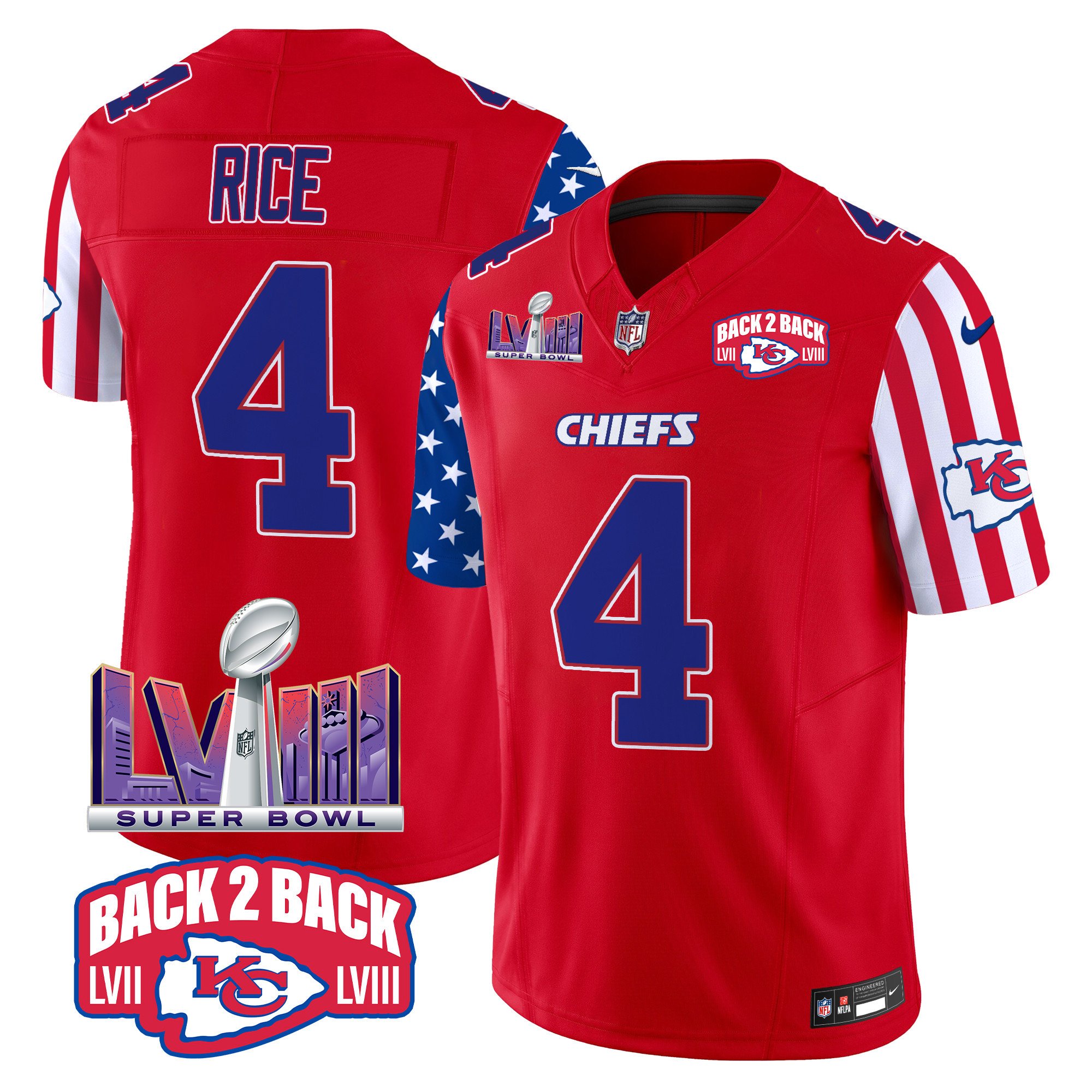 Men's Rashee Rice Kansas City Chiefs American Style Vapor Limited Red Jersey - All Stitched