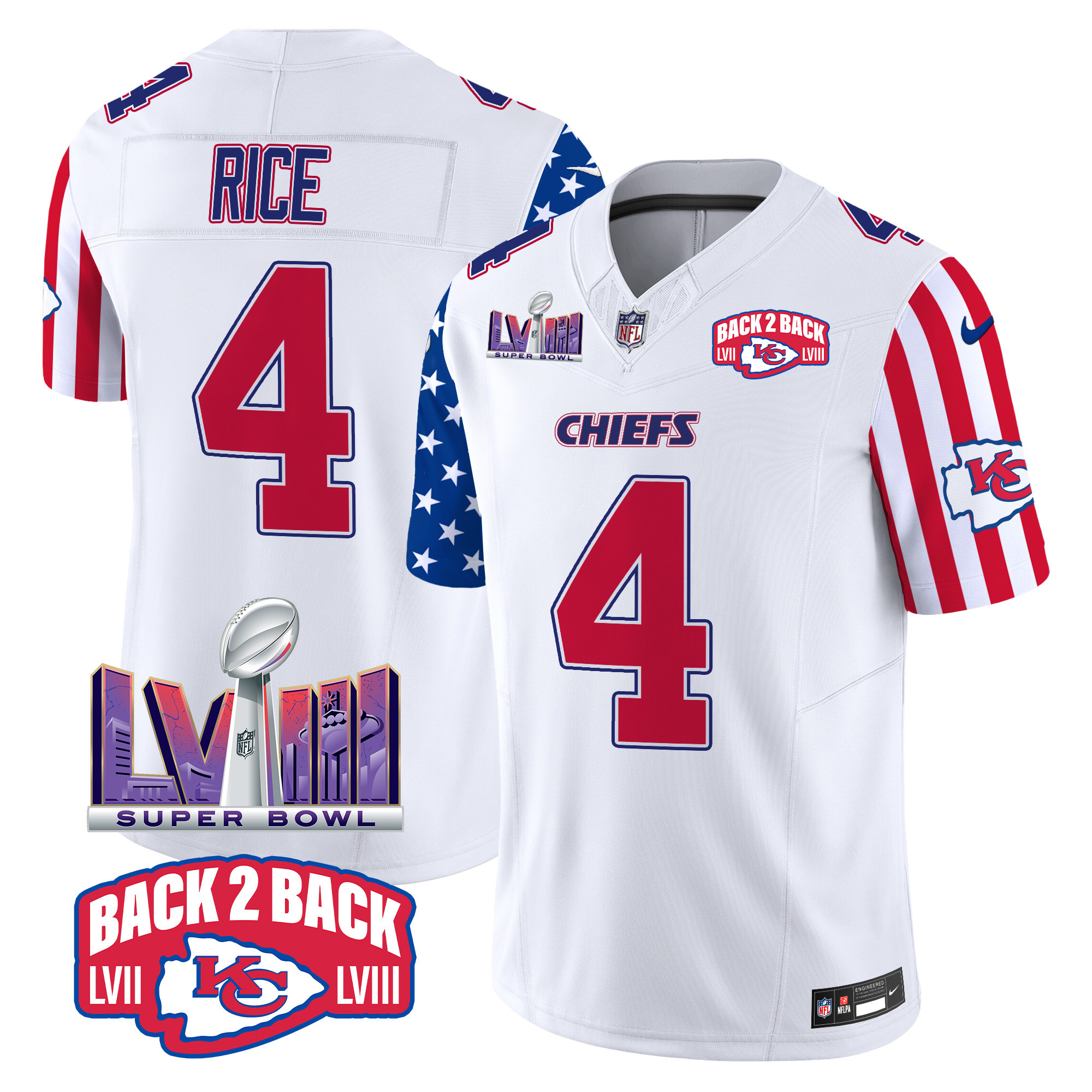 Men's Rashee Rice Kansas City Chiefs American Style Vapor Limited White Jersey - All Stitched