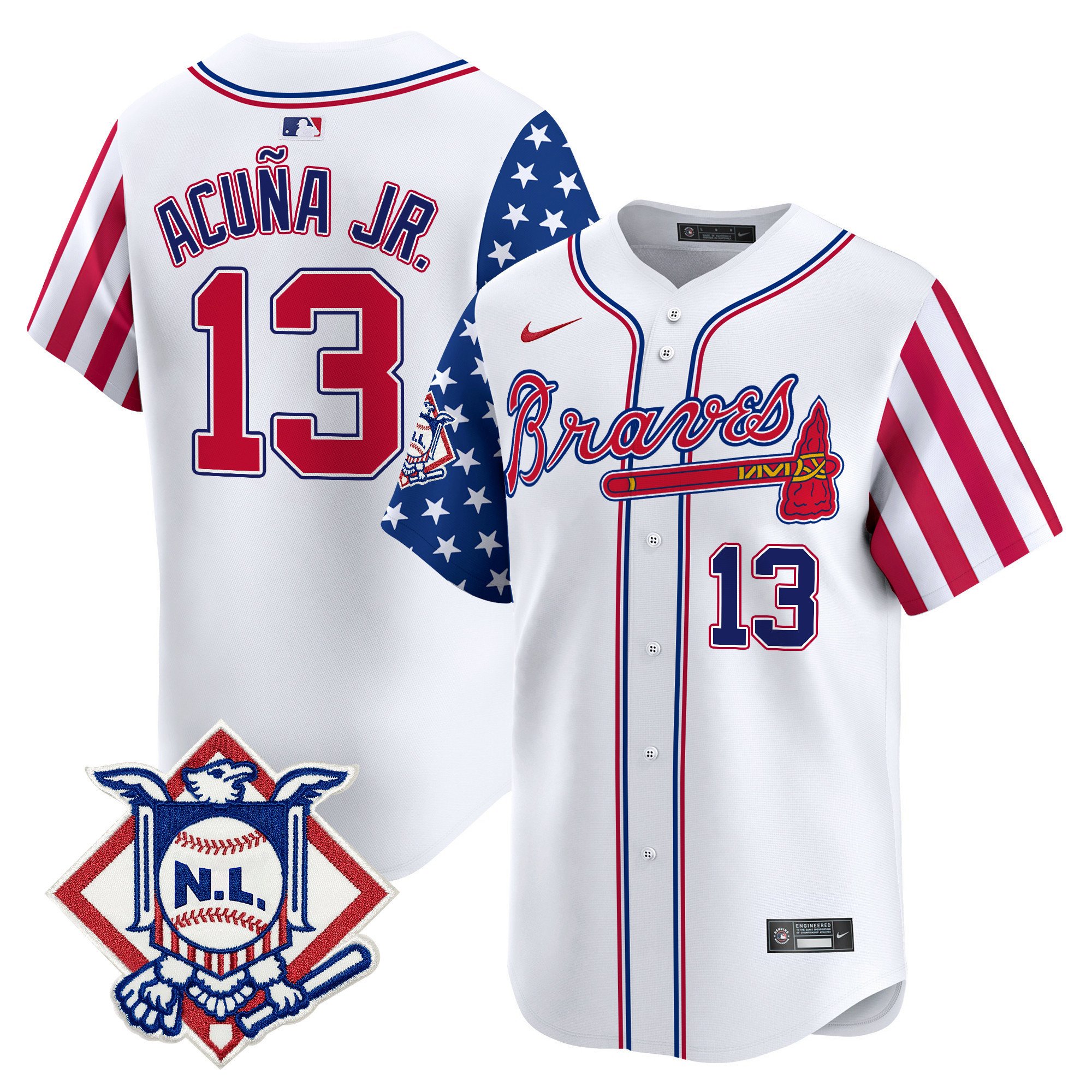 Men's Ronald Acuna Jr. Atlanta Braves 2024 Fourth of July Vapor Premier Limited White Jersey V2 - All Stitched
