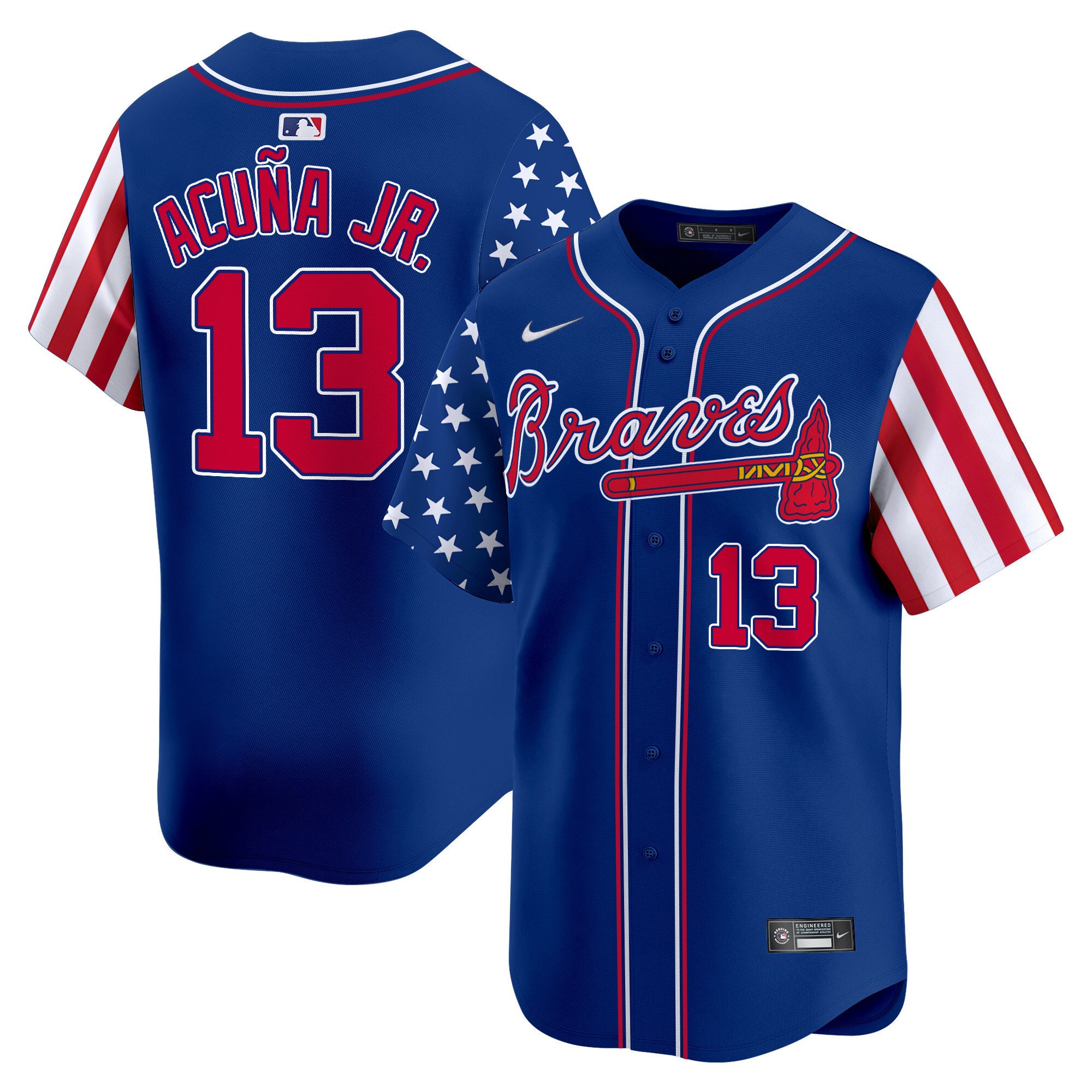 Men's Ronald Acuna Jr. Atlanta Braves 2024 Independence Day Vapor Premier Limited Royal Jersey - All Stitched