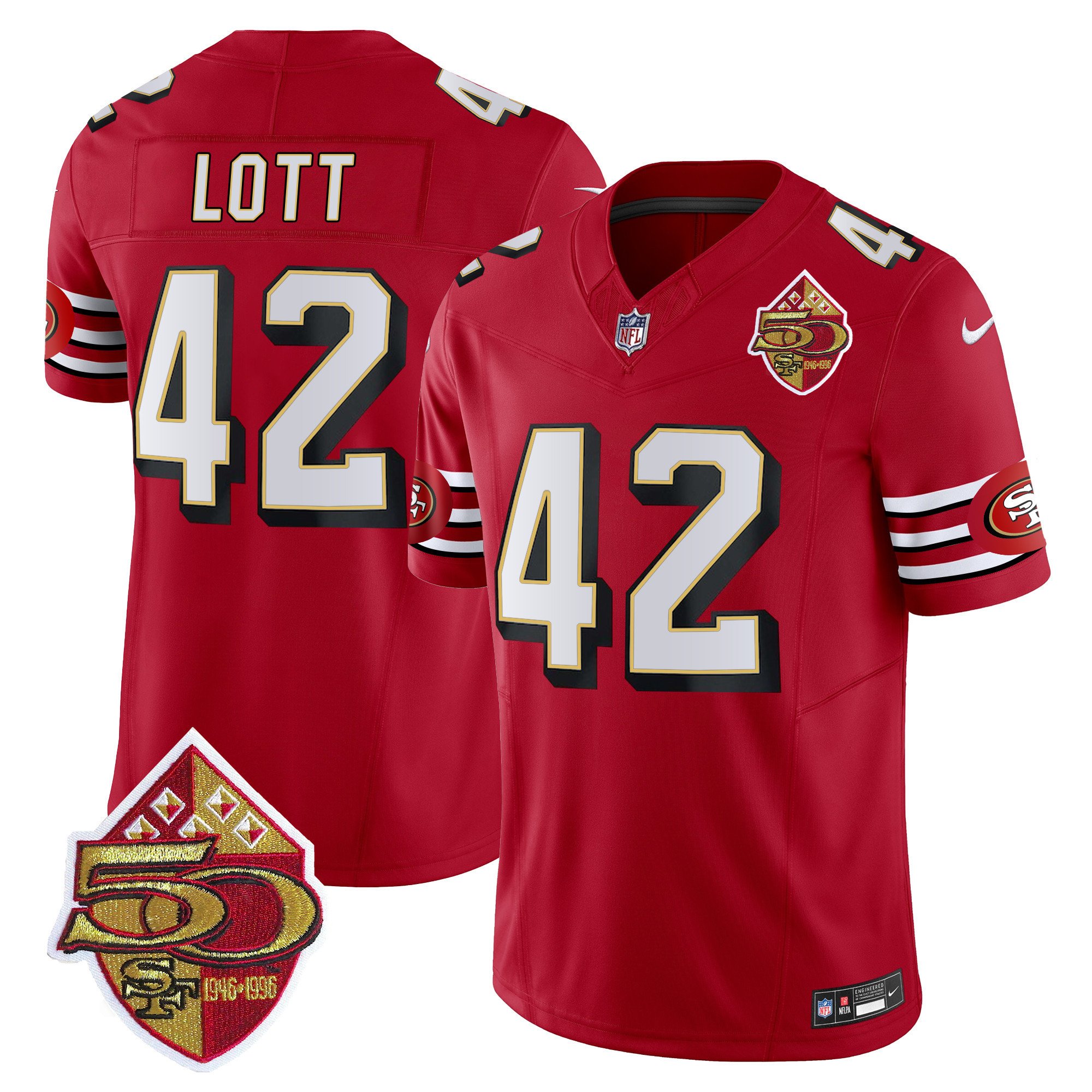 Men's Ronnie Lott San Francisco 49ers 1996 Throwback Vapor Limited Red Jersey - All Stitched