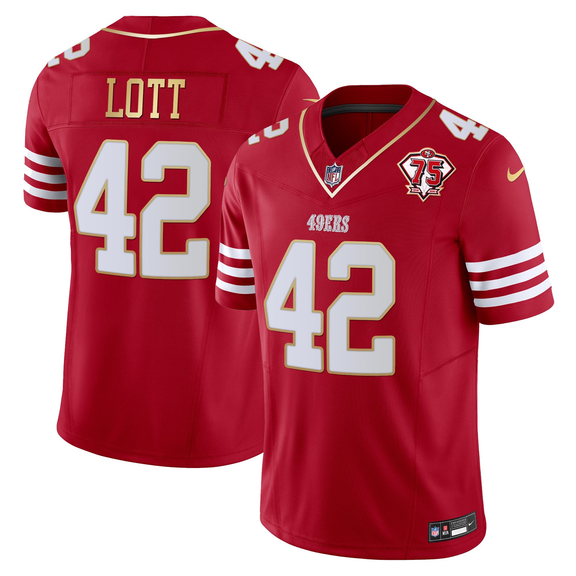 Men's Ronnie Lott San Francisco 49ers 2023 Vapor Gold Trim Limited Scarlet Gold Jersey - All Stitched