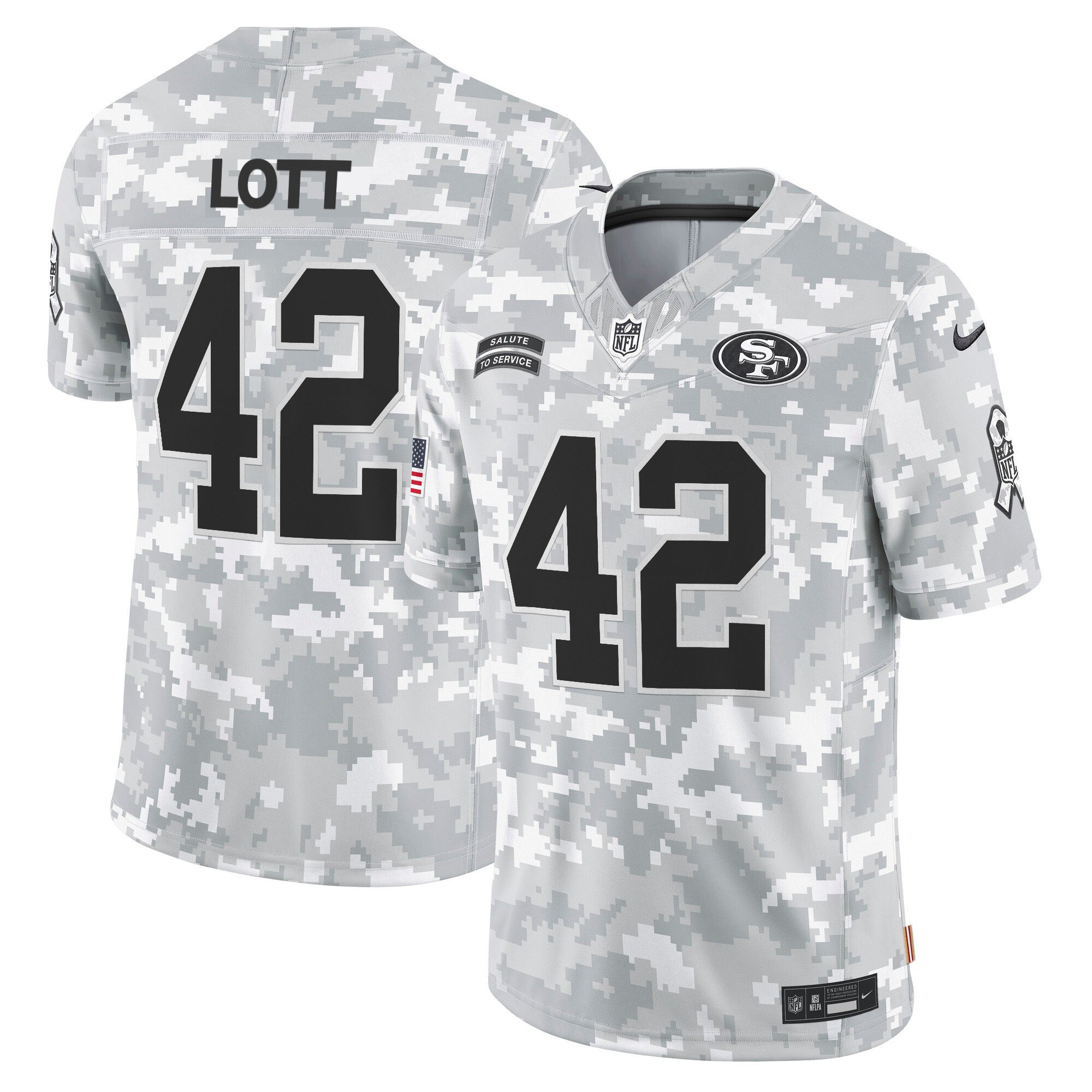 Men's Ronnie Lott San Francisco 49ers 2024 Salute to Service Vapor Limited Arctic Camo Jersey - All stitched