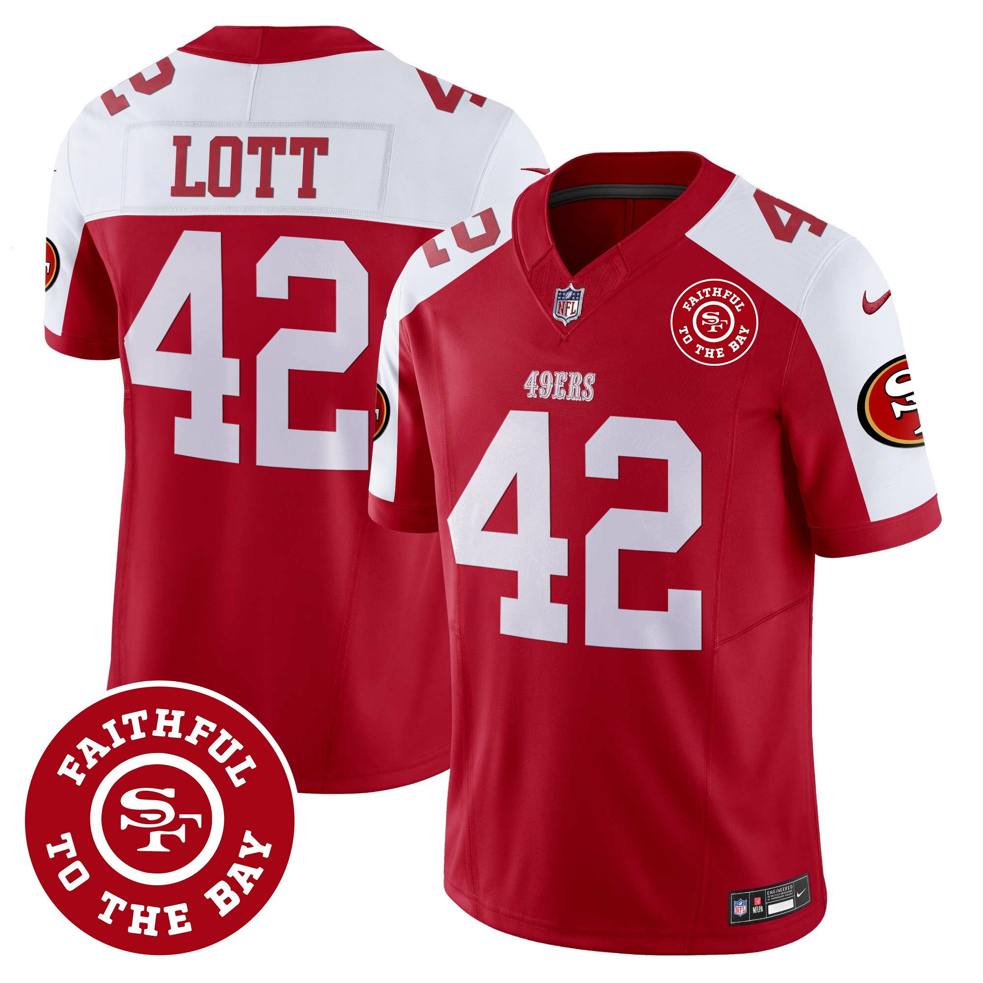 Men's Ronnie Lott San Francisco 49ers Faithful To The Bay Patch Vapor Alternate Jersey - All Stitched