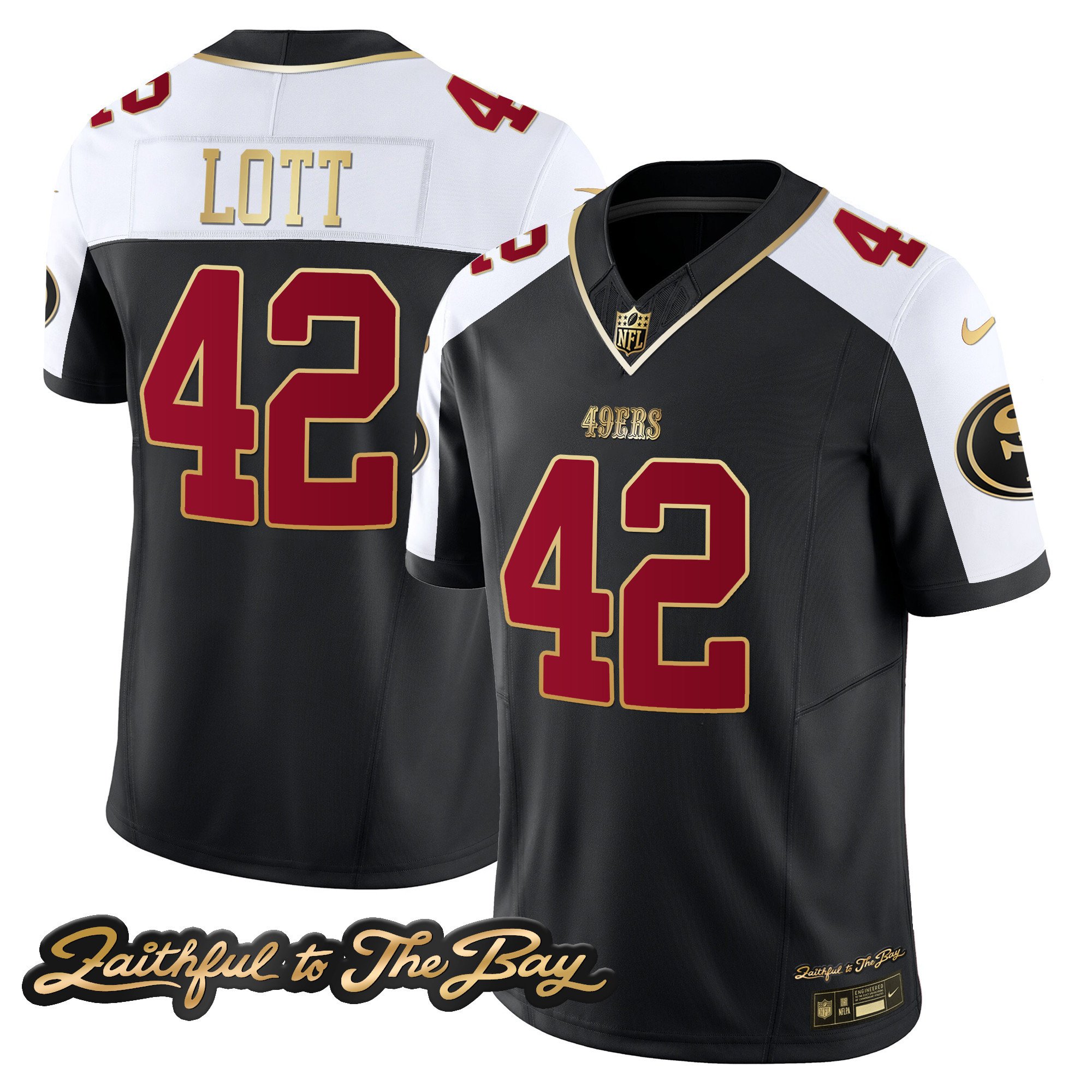 Men's Ronnie Lott San Francisco 49ers Faithful To The Bay Patch Vapor Limited Black Alternate Jersey V3 - All Stitched