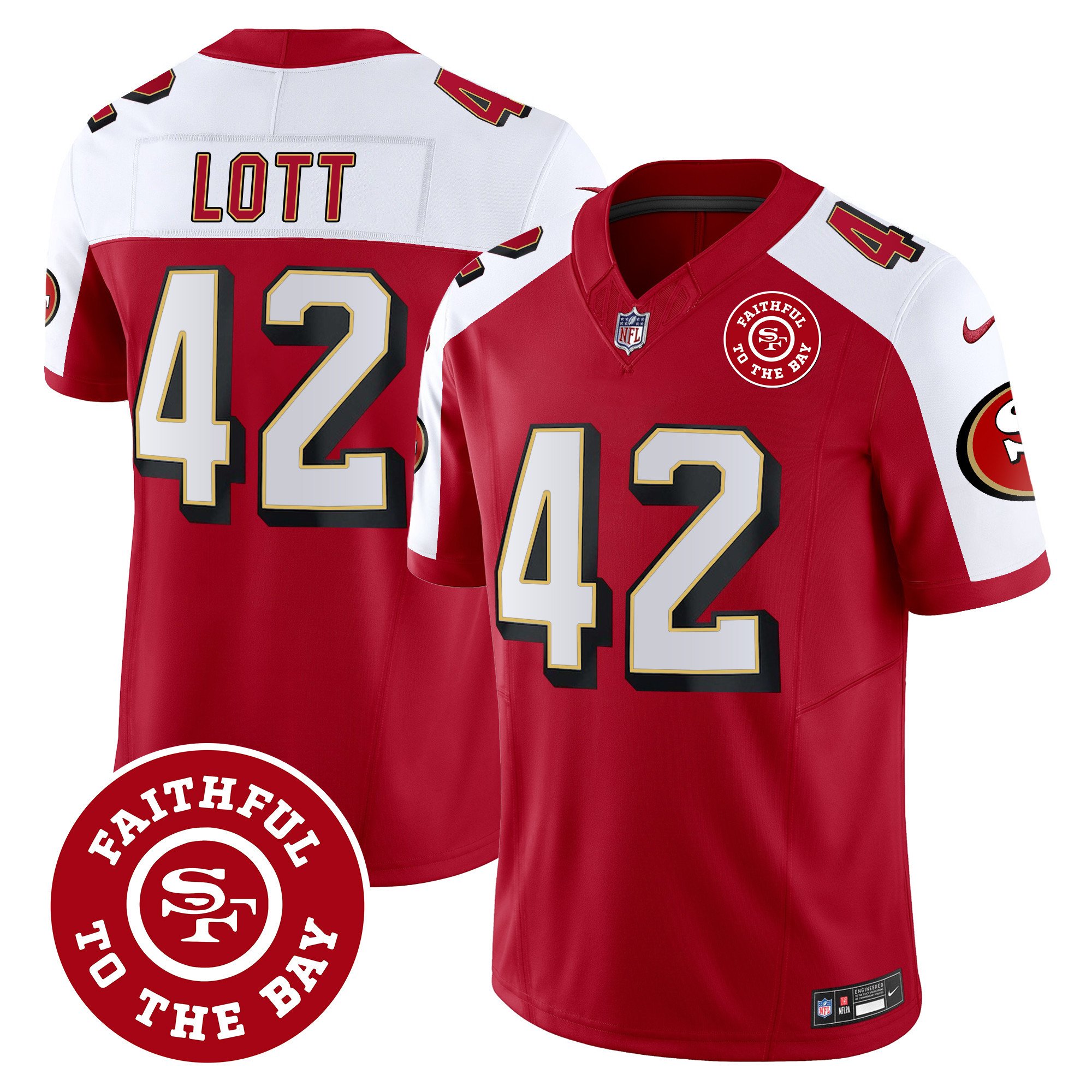 Men's Ronnie Lott San Francisco 49ers Throwback Faithful To The Bay Patch Vapor Limited Alternate Jersey - All Stitched
