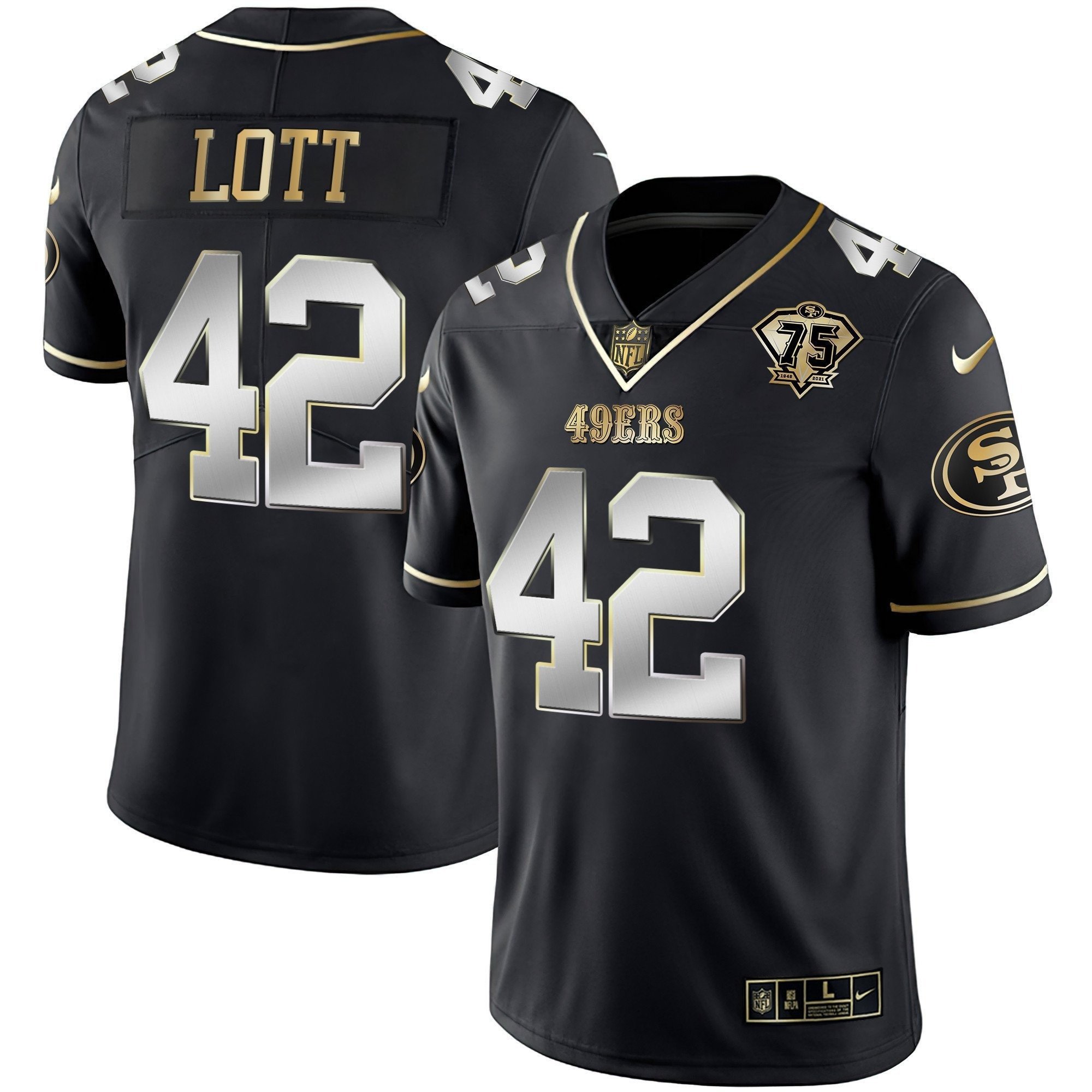 Men's Ronnie Lott San Francisco 49ers Vapor Gold Black Limited Jersey Collection - All Stitched