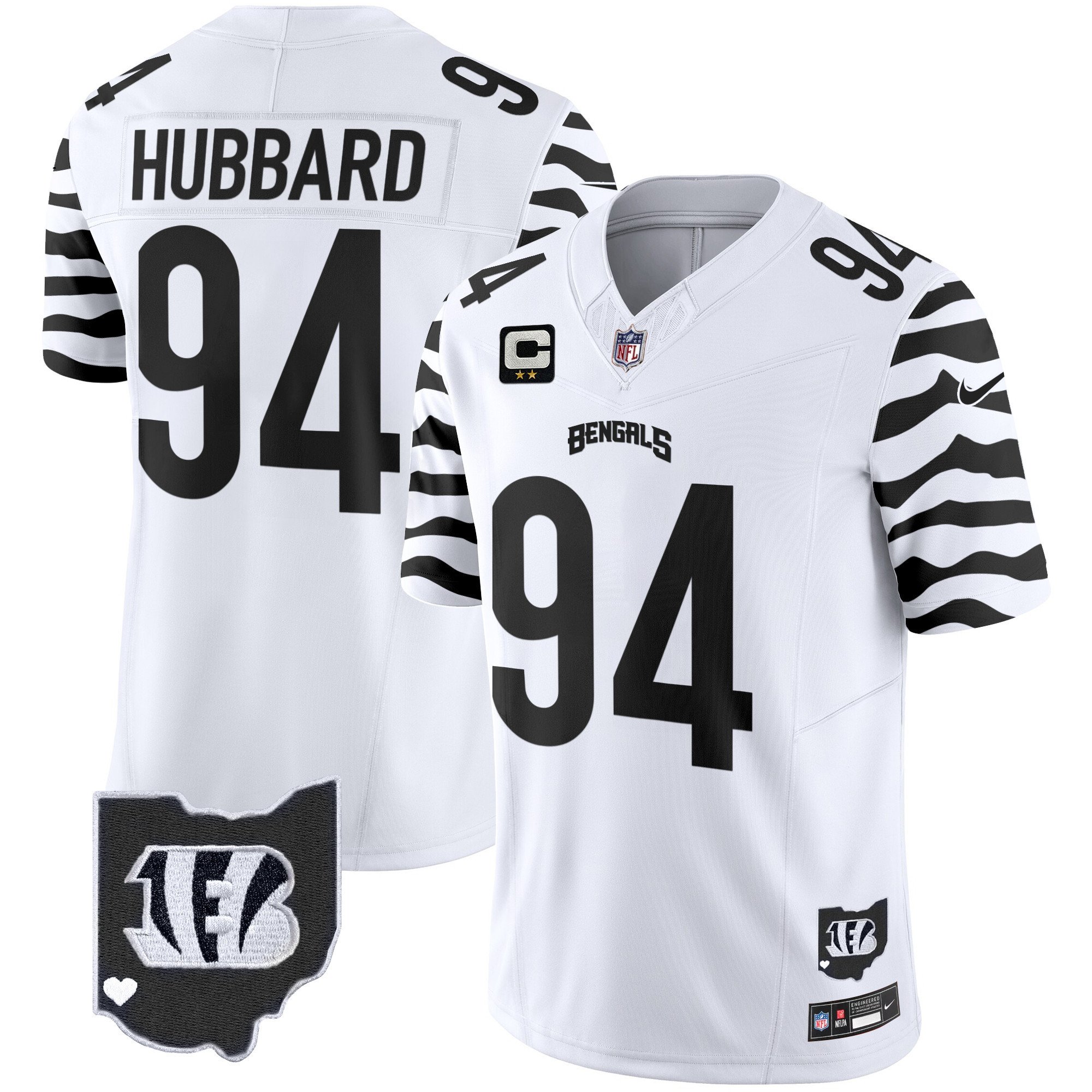 Men's Sam Hubbard Cincinnati Bengals Stripes Vapor Limited White Jersey - All Stitched