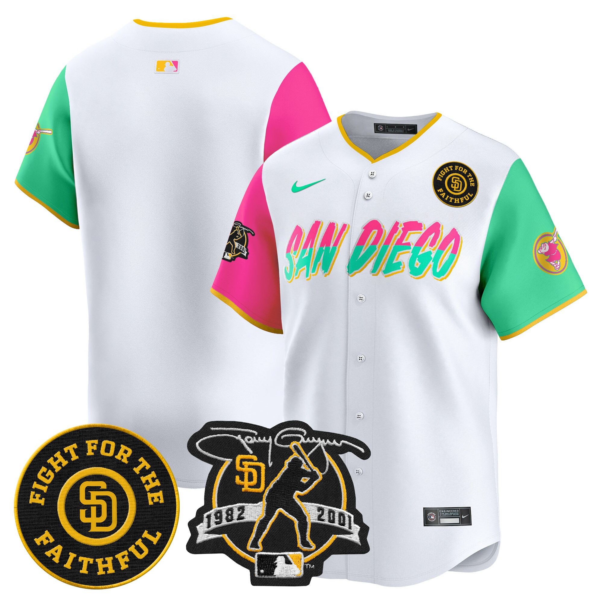 Men's San Diego Padres Tony Gwynn & Faithful Patch Vapor Premier Limited City Connect Jersey Ã± All Stitched