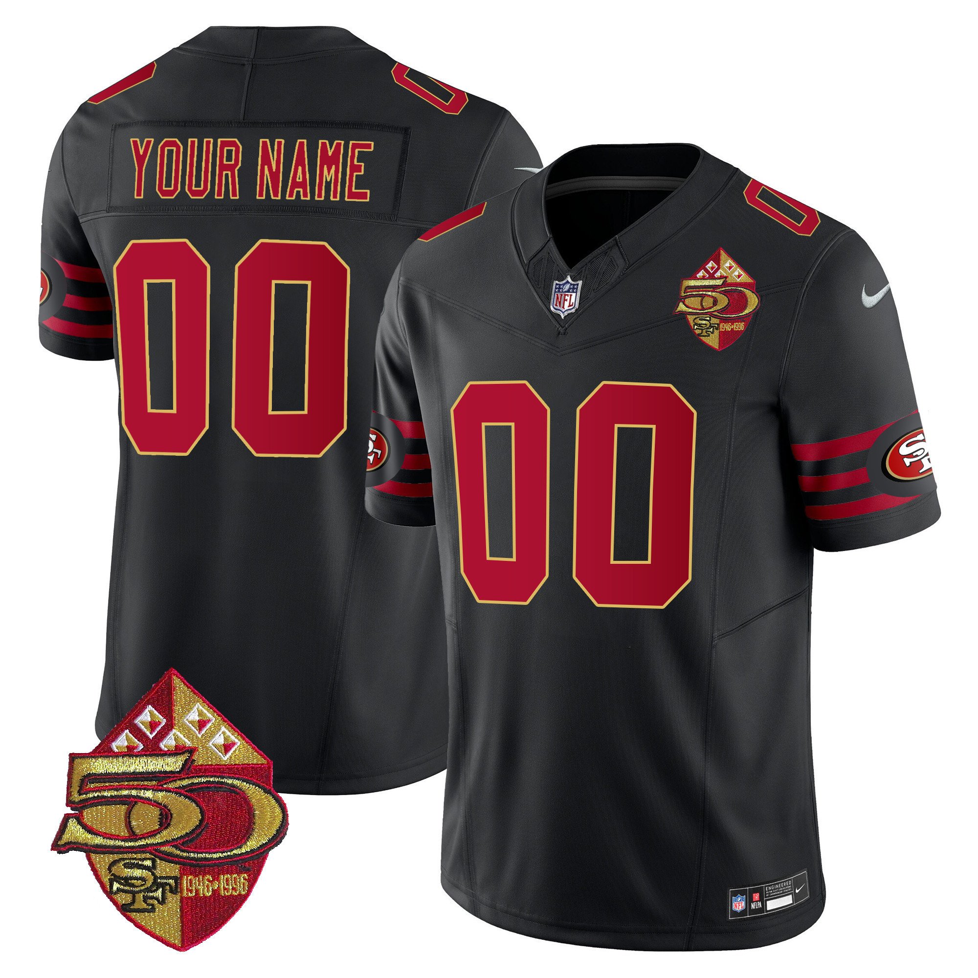 Men's San Francisco 49ers 1996 Throwback Vapor Limited Custom Black Jersey - All Stitched
