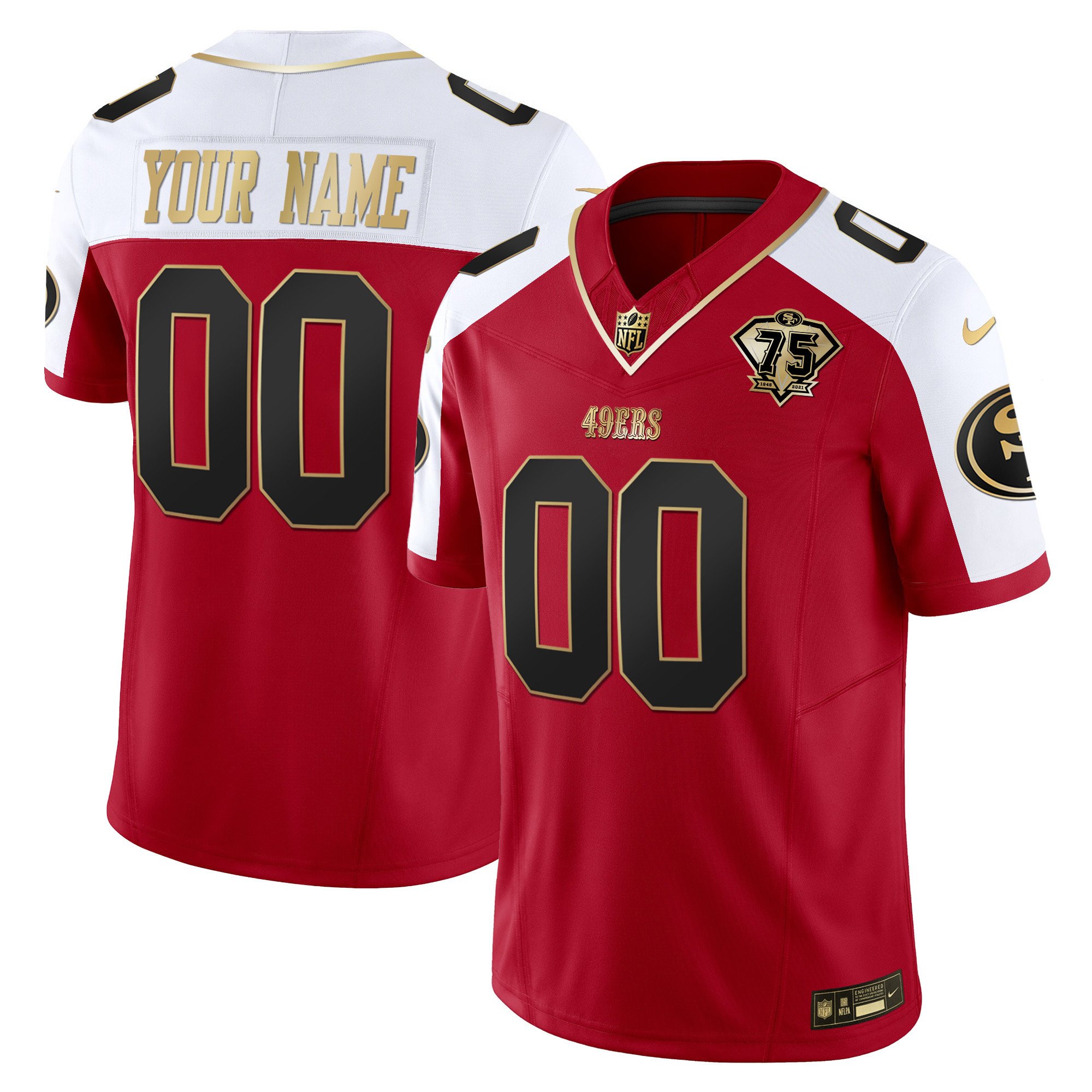 Men's San Francisco 49ers 2023 Vapor Gold Limited Custom Alternate Jersey - All Stitched