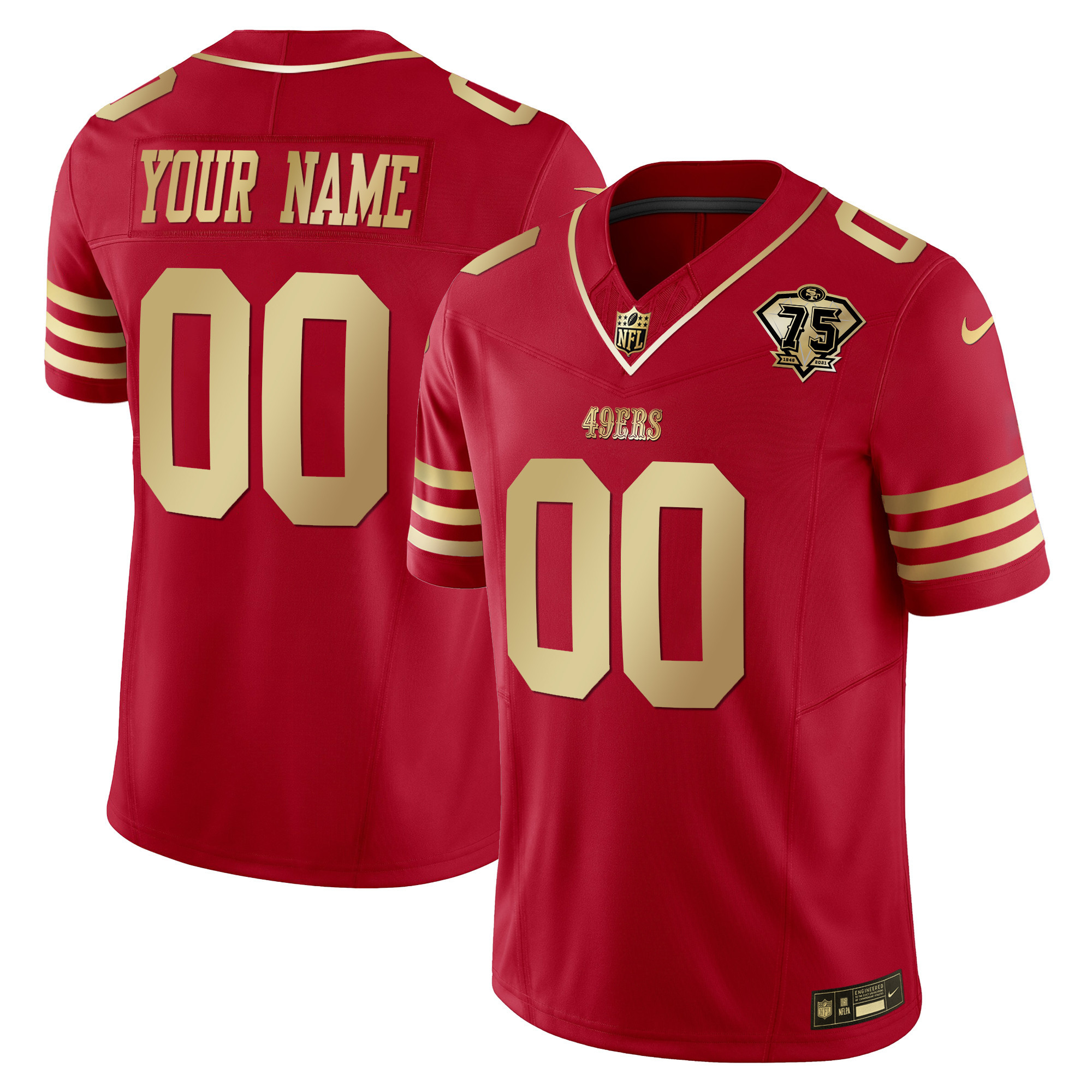 Men's San Francisco 49ers 2023 Vapor Gold Limited Custom Scarlet Gold Jersey - All Stitched