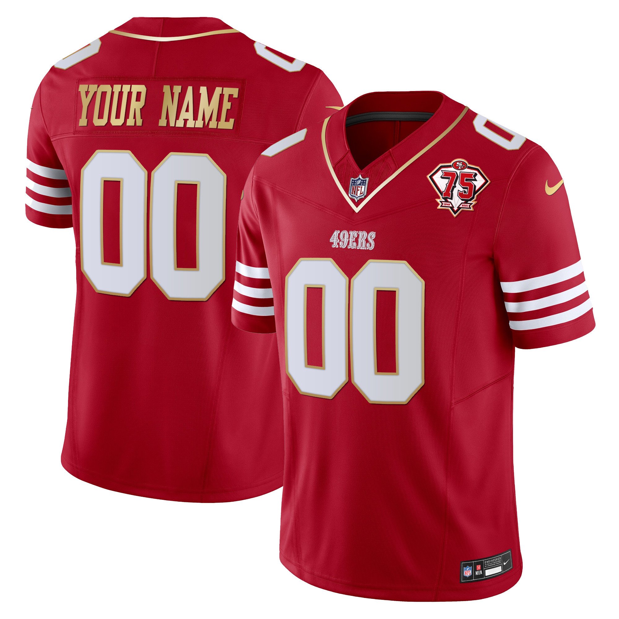Men's San Francisco 49ers 2023 Vapor Gold Trim Limited Custom Scarlet Gold Jersey - All Stitched