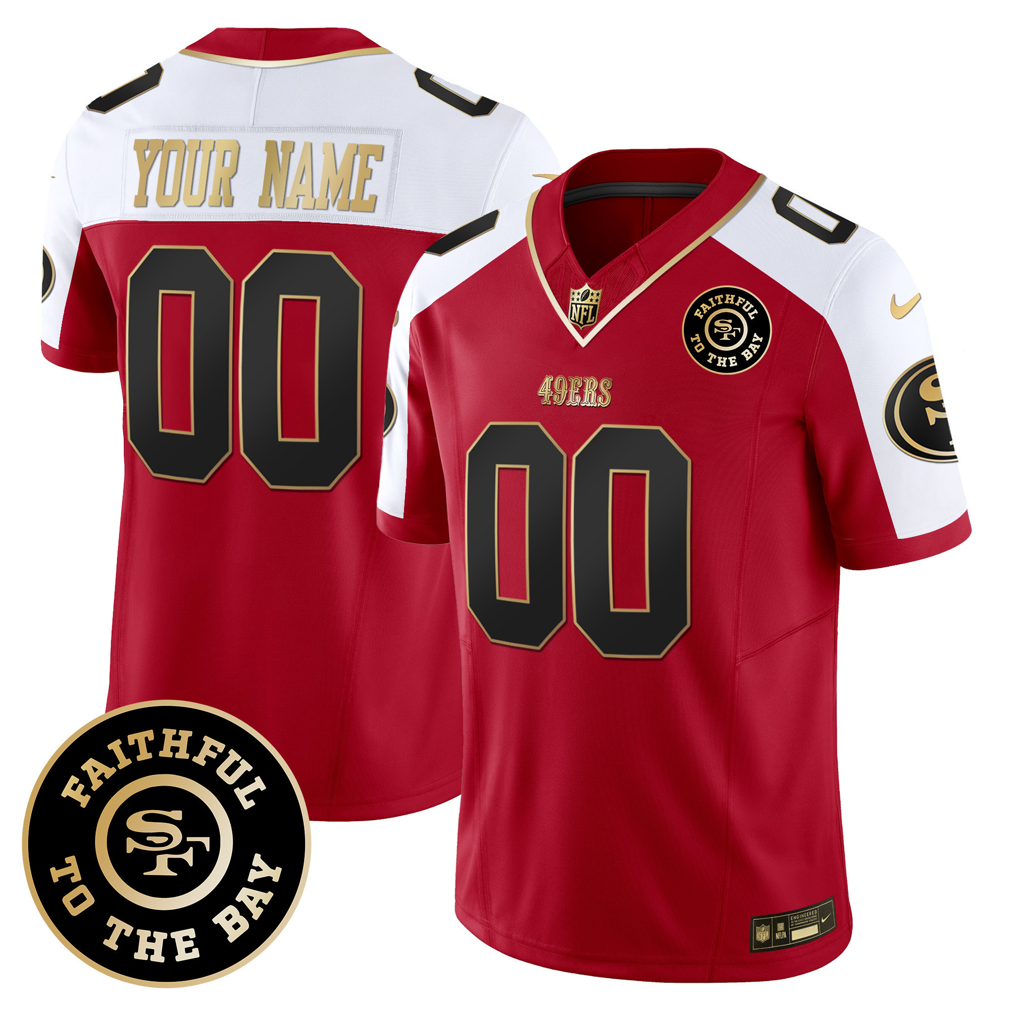 Men's San Francisco 49ers Faithful To The Bay Patch Vapor Limited Custom Alternate Jersey V6 - All Stitched