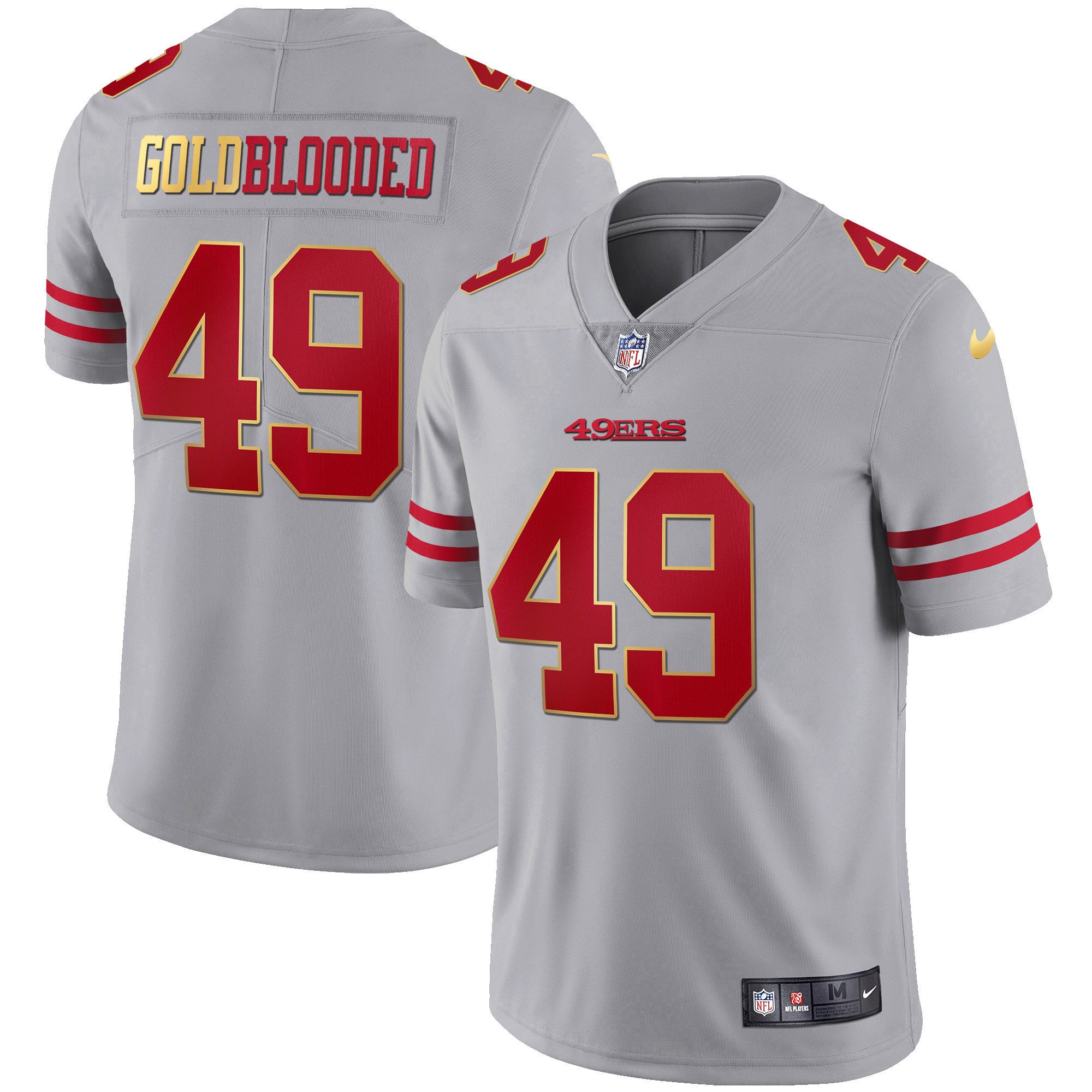 Men's San Francisco 49ers Gold Blooded Gray Jersey - All Stitched