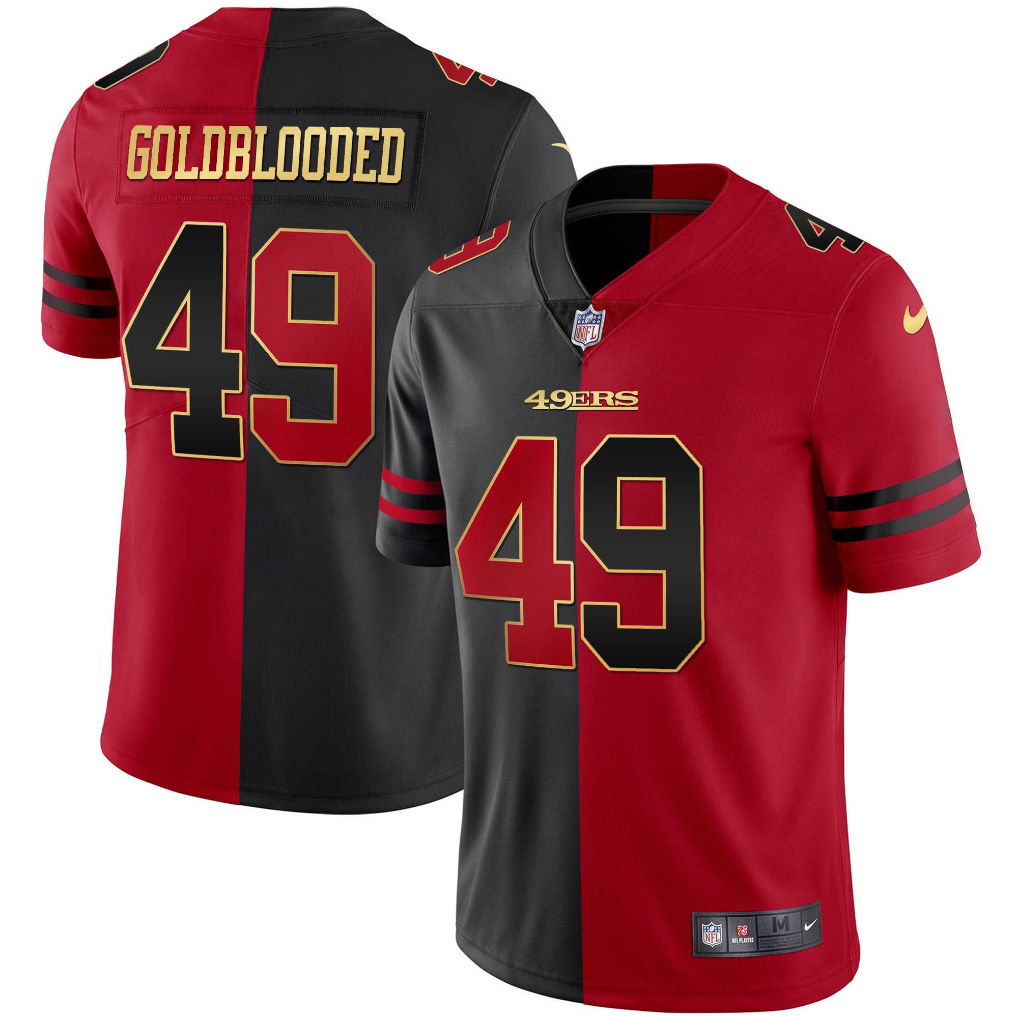 Men's San Francisco 49ers Gold Blooded Split Jersey - All Stitched
