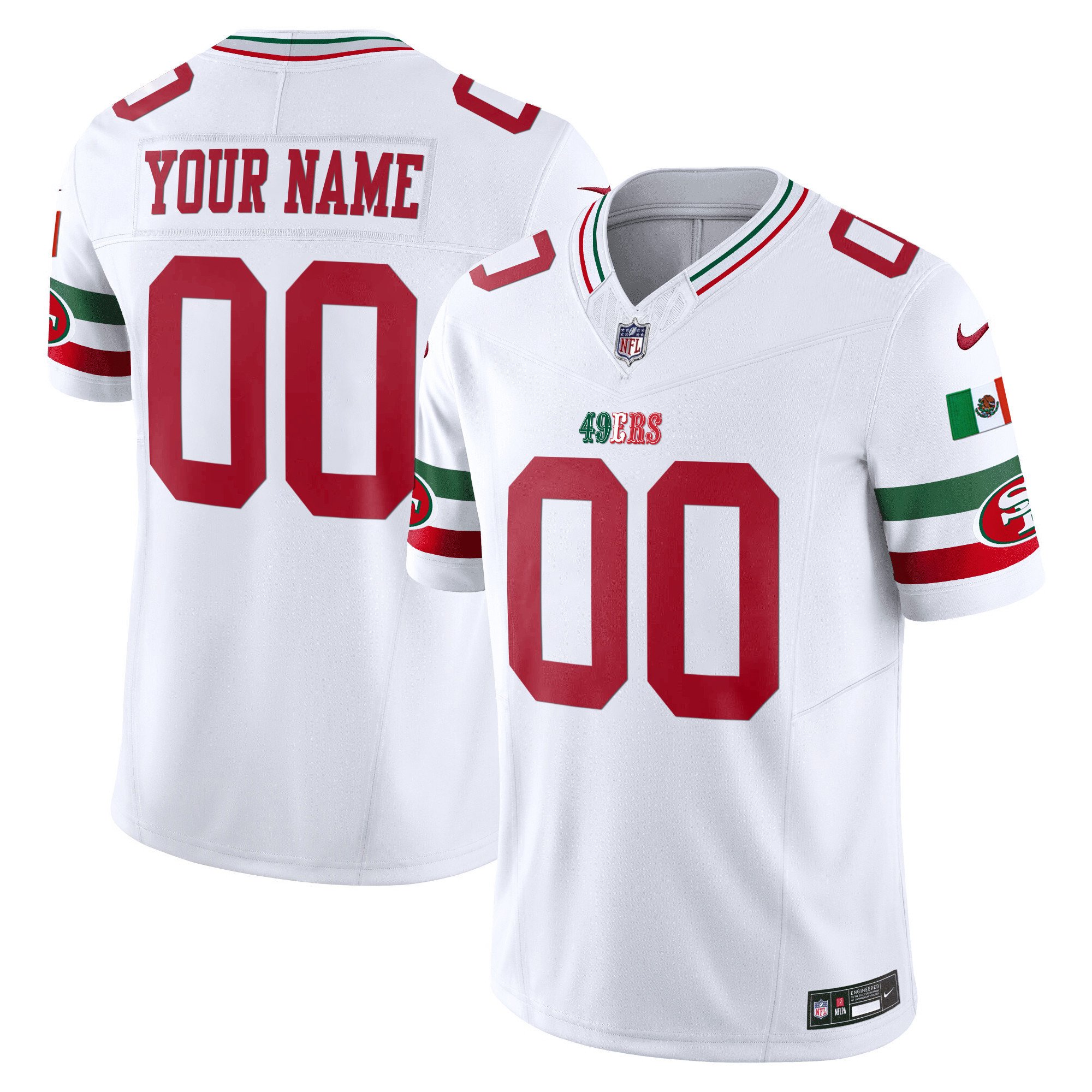 Men's San Francisco 49ers Mexico Vapor Custom White Jersey V2 - All Stitched