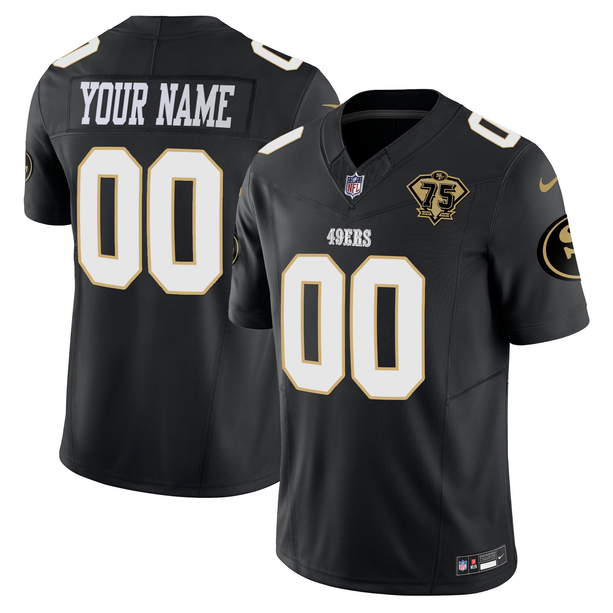 Men's San Francisco 49ers Special Vapor Limited Custom Black Jersey - All Stitched
