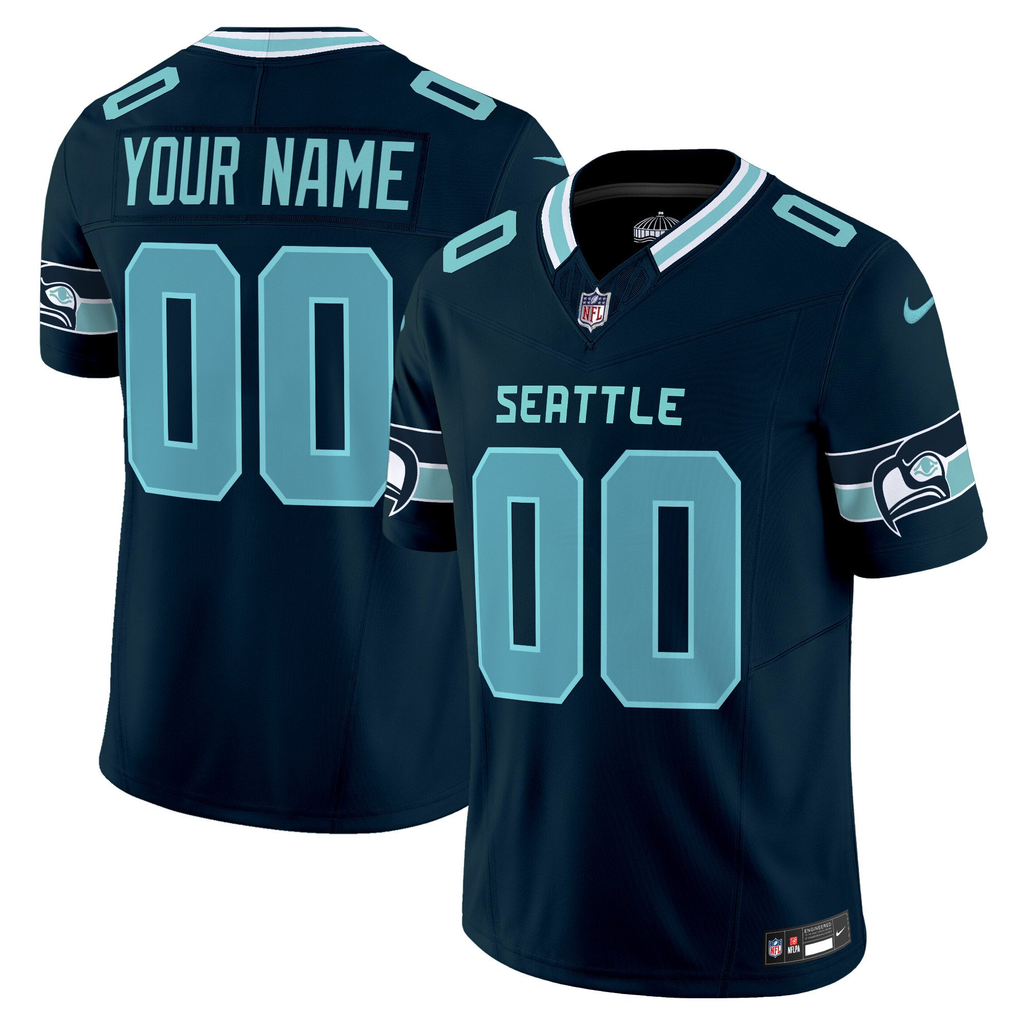 Men's Seattle Seahawks "Seattle City" Vapor Limited Custom Navy Jersey - All Stitched