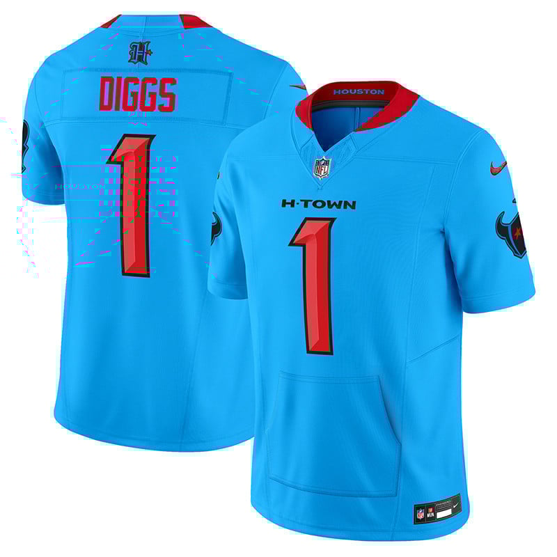 Men's Stefon Diggs Houston Texans 2024 Vapor Hand Warmer Blue Jersey - All Stitched