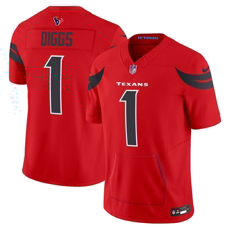 Men's Stefon Diggs Houston Texans 2024 Vapor Hand Warmer Red Jersey - All Stitched