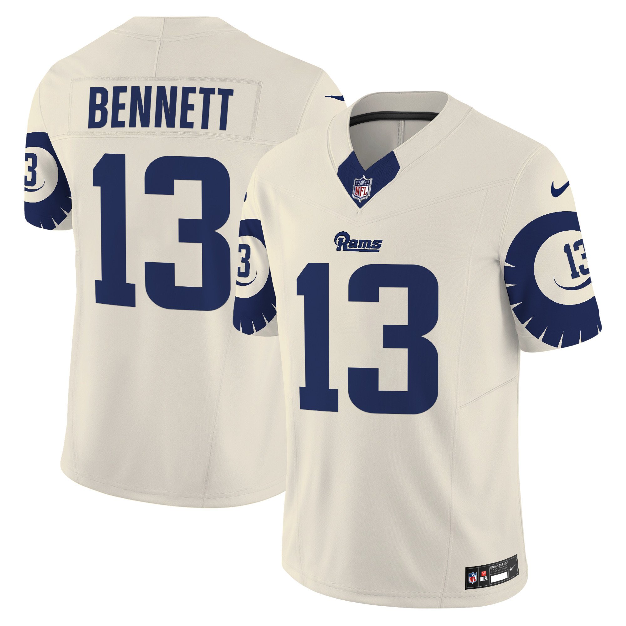 Men's Stetson Bennett Los Angeles Rams Special Vapor Limited Bone Jersey - All Stitched