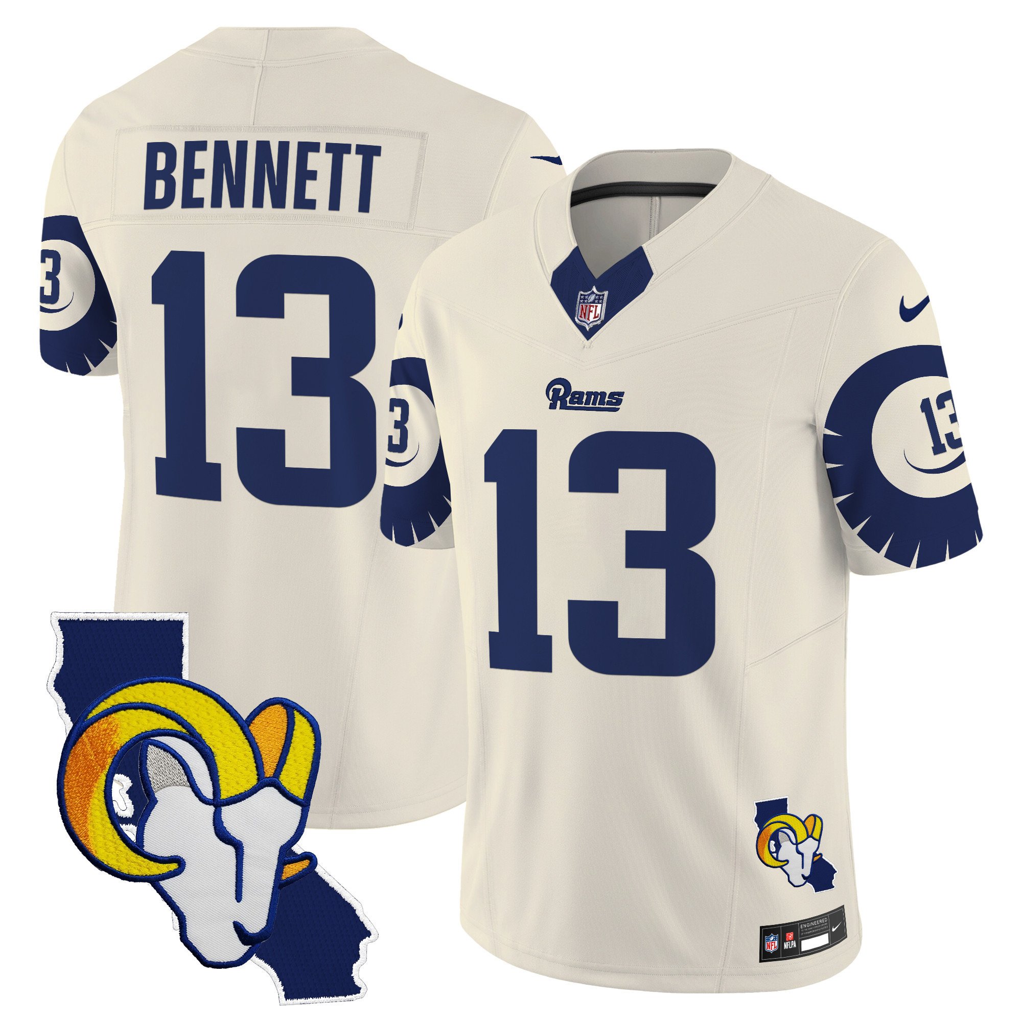 Men's Stetson Bennett Los Angeles Rams Special Vapor Limited Bone Jersey V2 - All Stitched
