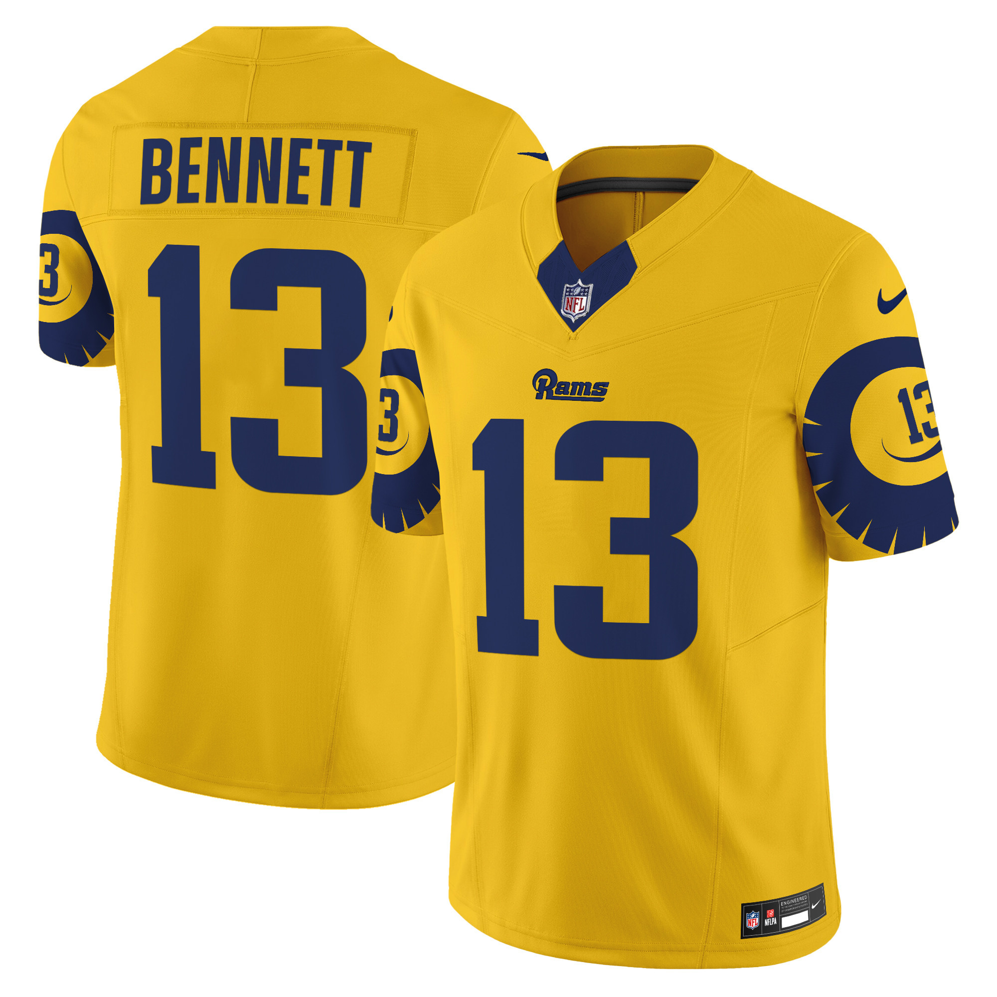 Men's Stetson Bennett Los Angeles Rams Special Vapor Limited Gold Jersey - All Stitched