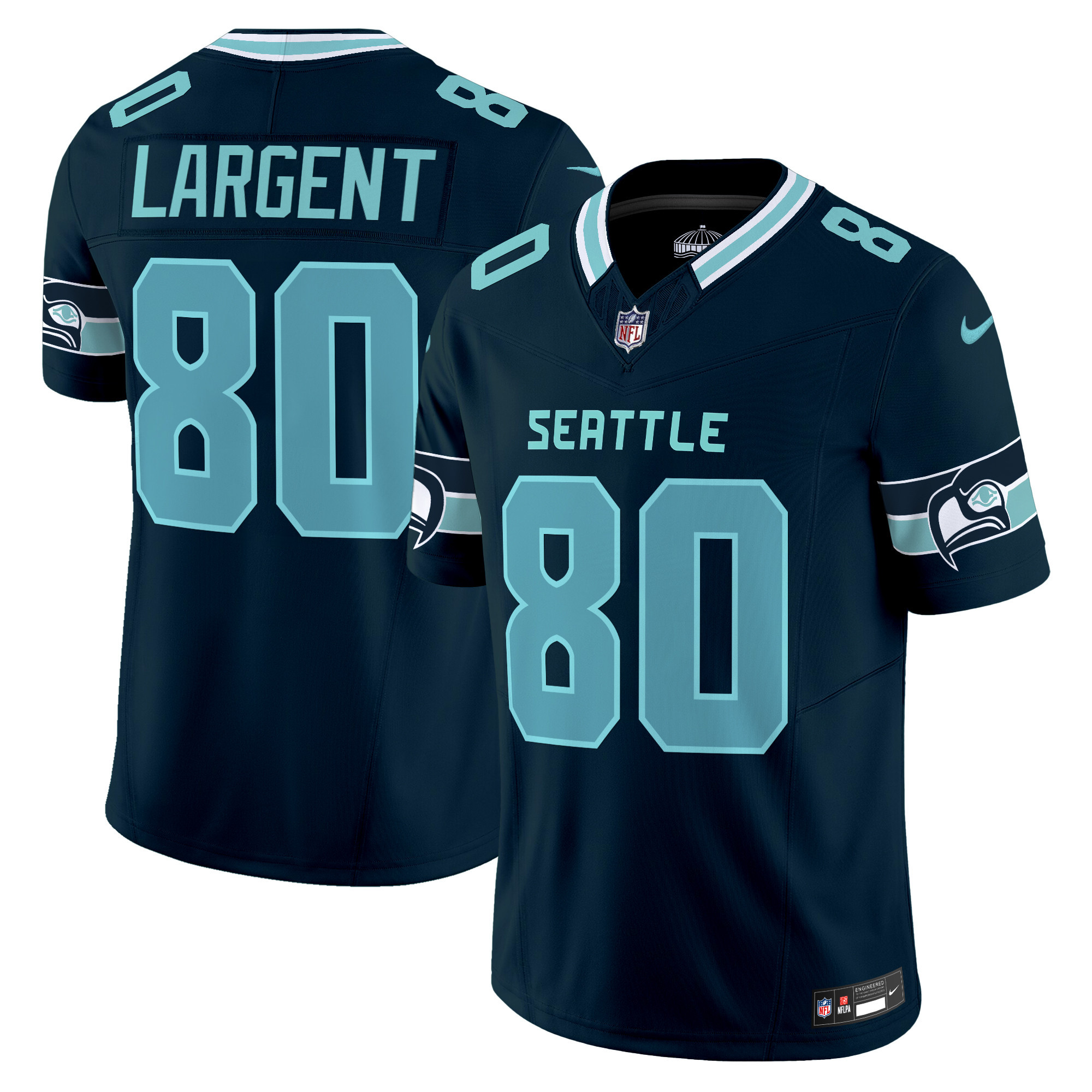 Men's Steve Largent Seattle Seahawks "Seattle City" Vapor Limited Navy Jersey - All Stitched