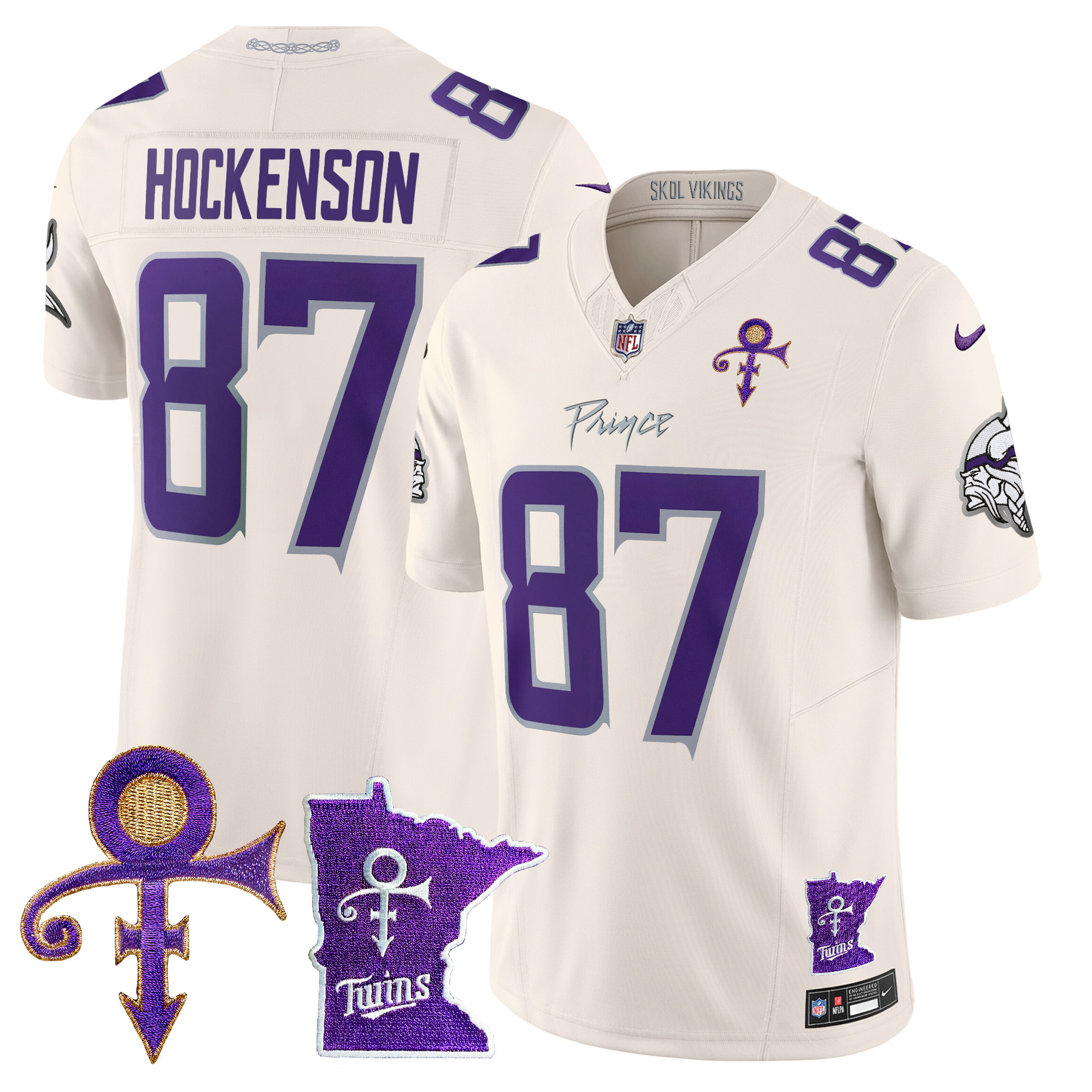 Men's T.J. Hockenson Minnesota Vikings 2024 Prince Vapor Limited Cream Jersey V2 - All Stitched