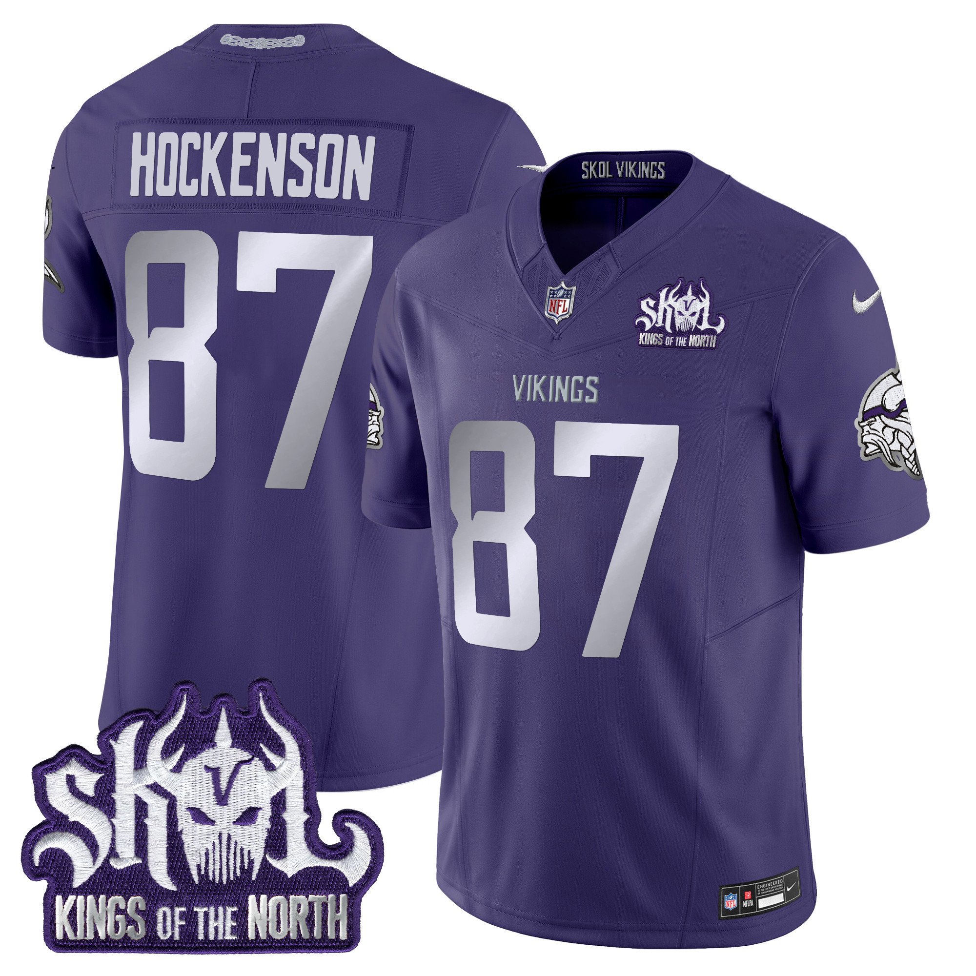 Men's T.J. Hockenson Minnesota Vikings 2024 Winter Warrior Skol Patch Vapor Limited Purple Jersey - All Stitched