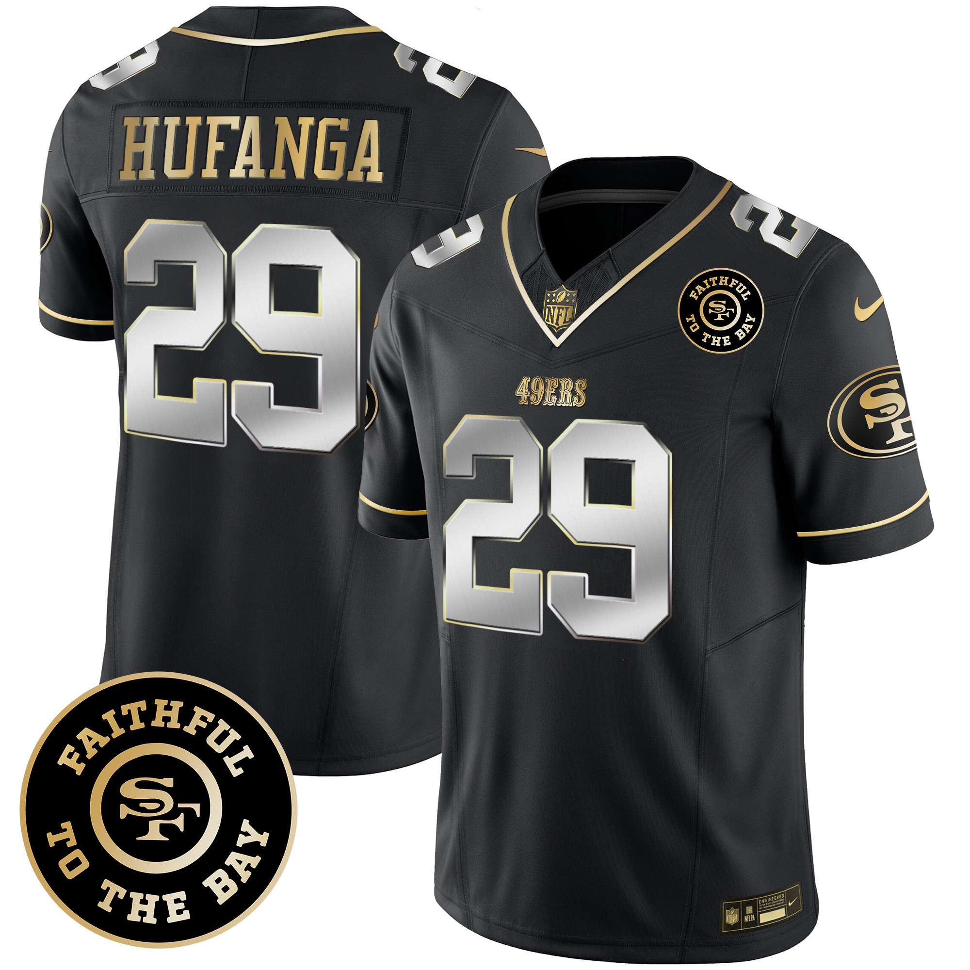 Men's Talanoa Hufanga San Francisco 49ers Faithful To The Bay Patch Vapor Limited Black Limited Jersey V7 - All Stitched