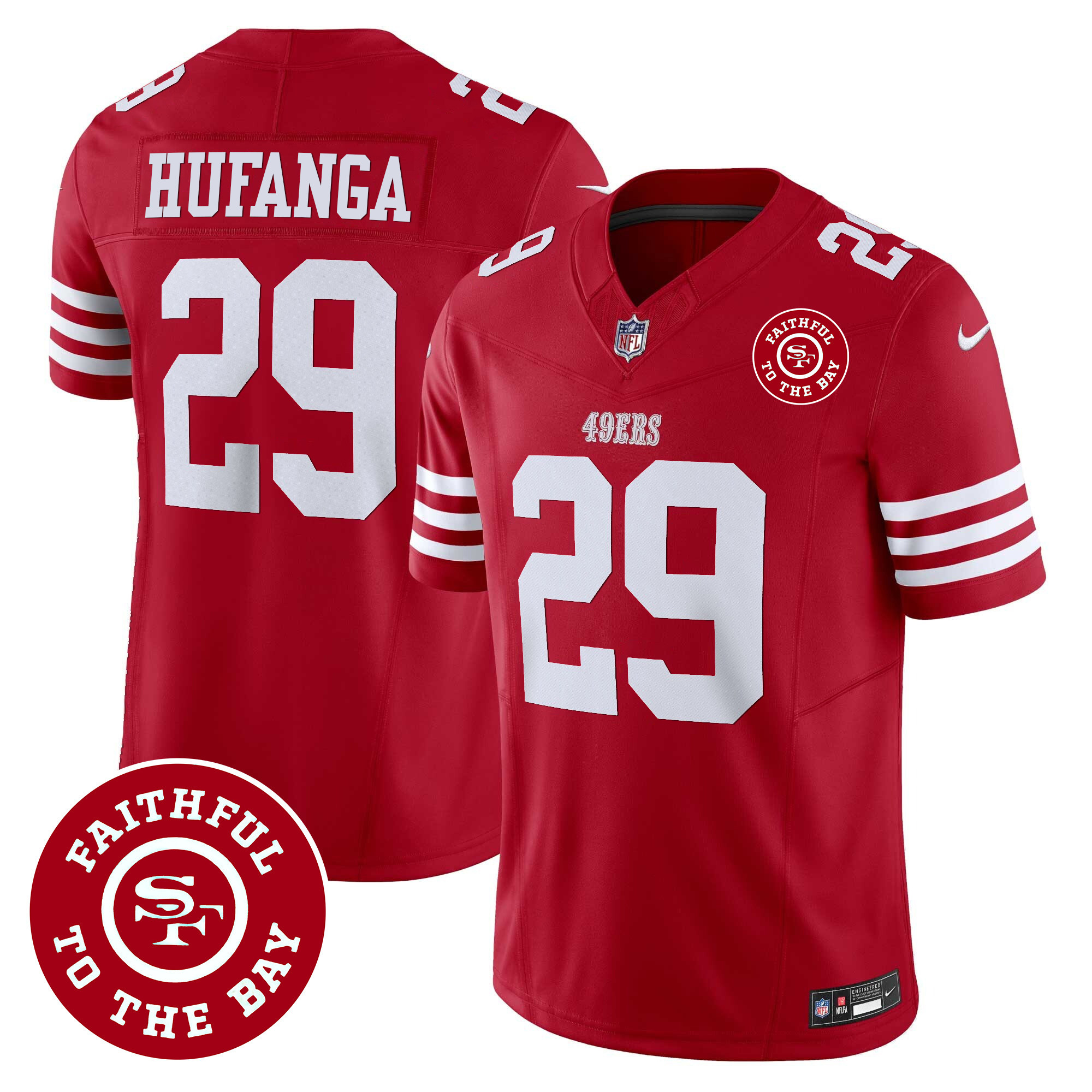 Men's Talanoa Hufanga San Francisco 49ers Faithful To The Bay Patch Vapor Red Jersey - All Stitched