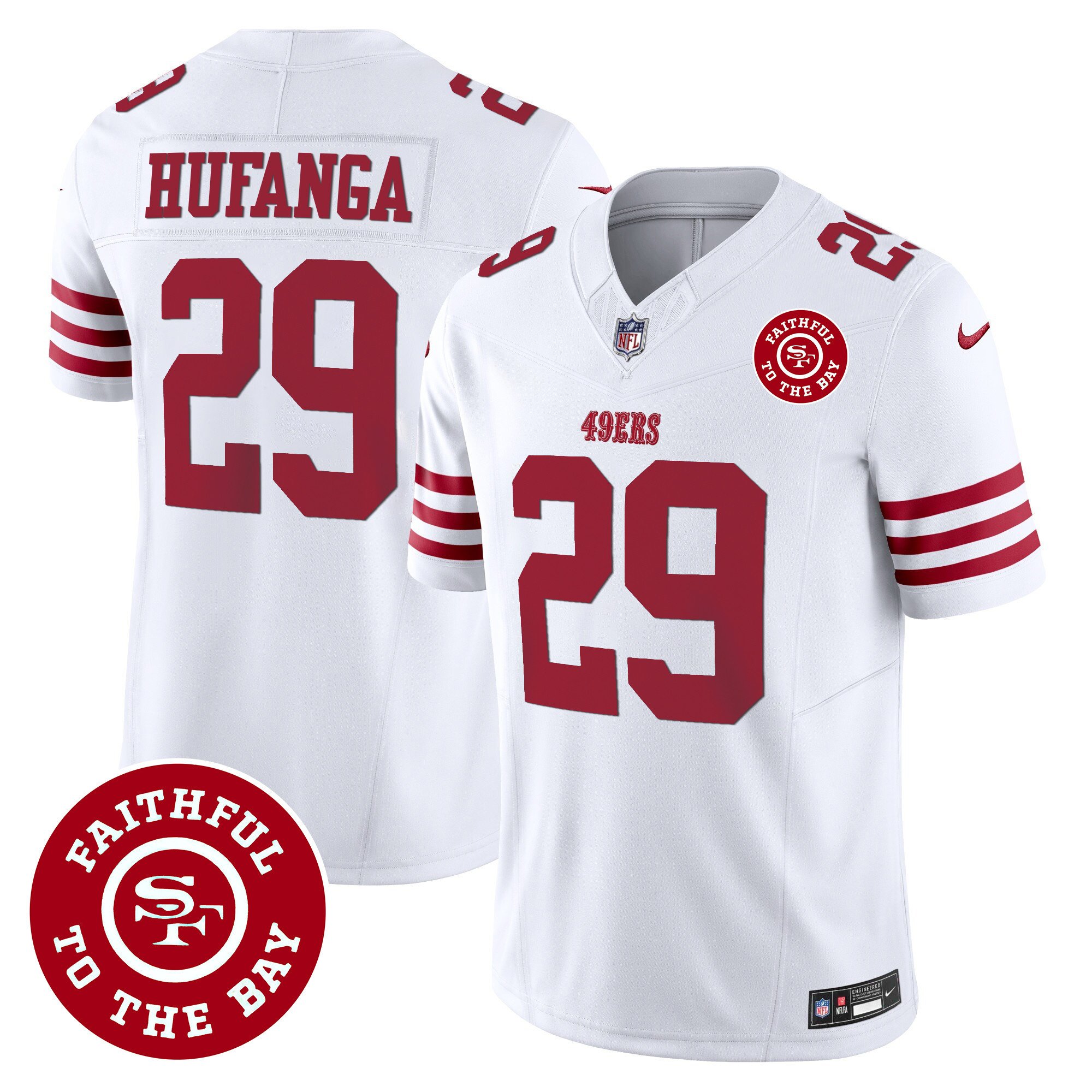 Men's Talanoa Hufanga San Francisco 49ers Faithful To The Bay Patch Vapor White Jersey - All Stitched