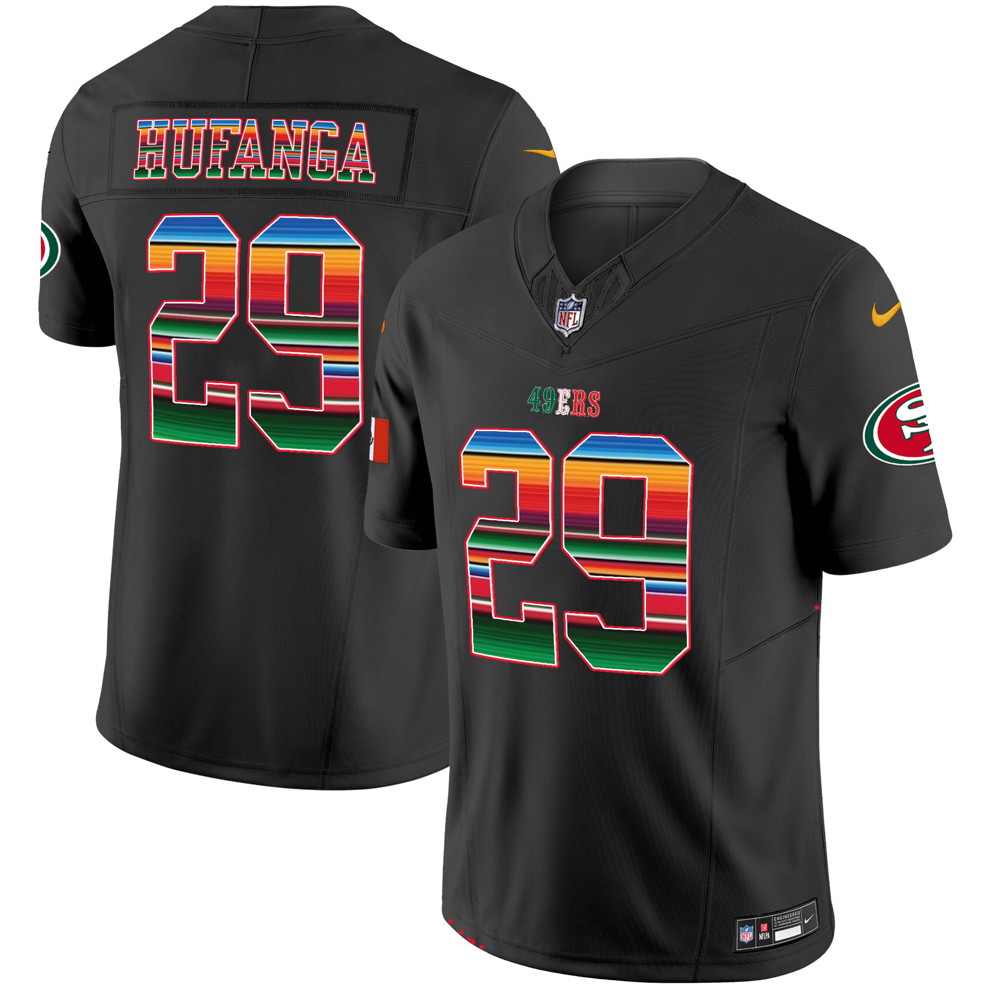 Men's Talanoa Hufanga San Francisco 49ers Mexico Vapor Black Jersey V3 - All Stitched
