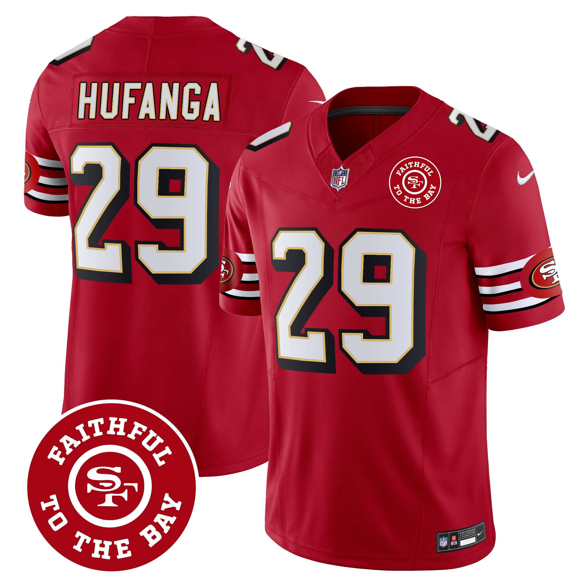 Men's Talanoa Hufanga San Francisco 49ers Throwback Faithful To The Bay Patch Vapor Limited Red Jersey - All Stitched