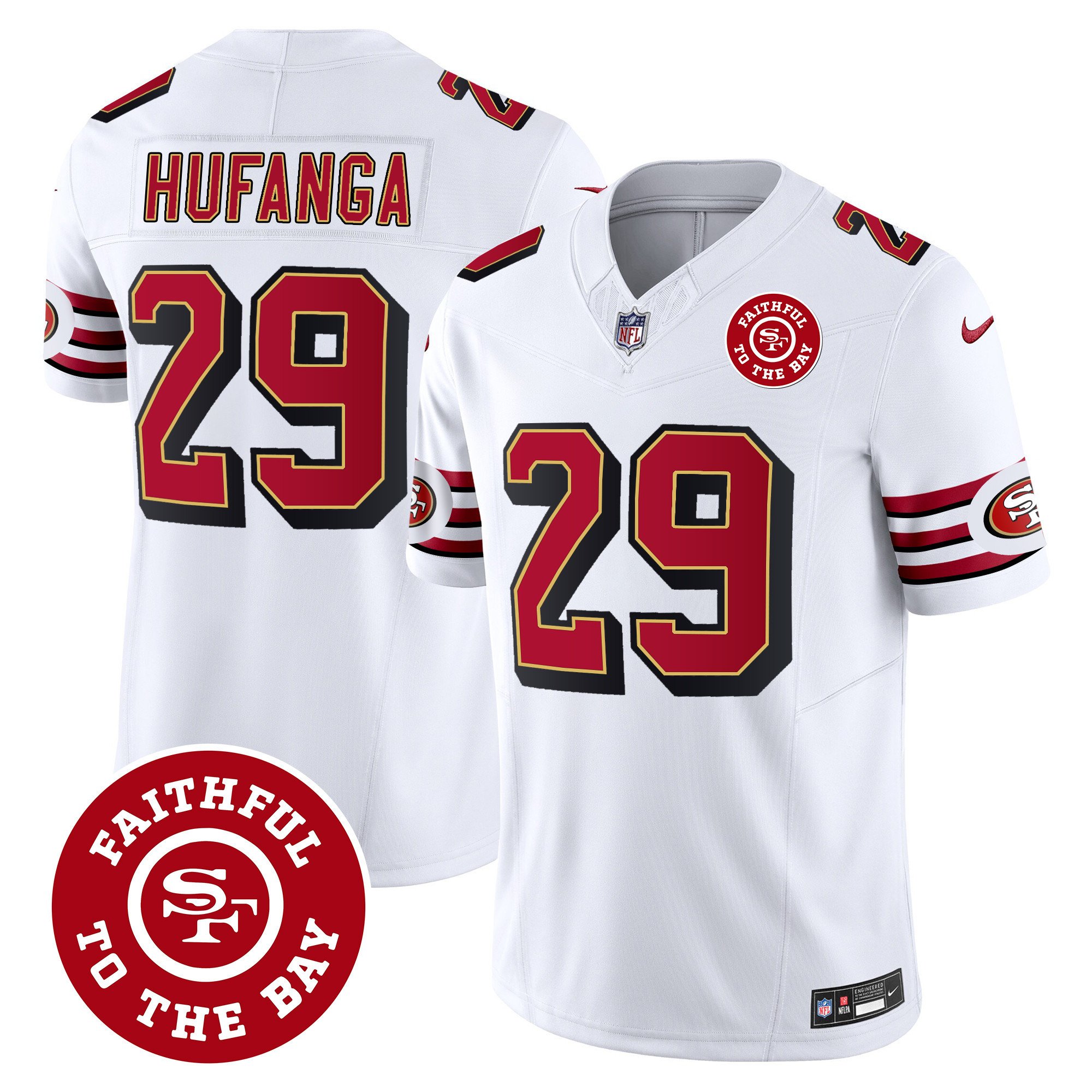 Men's Talanoa Hufanga San Francisco 49ers Throwback Faithful To The Bay Patch Vapor Limited White Jersey - All Stitched