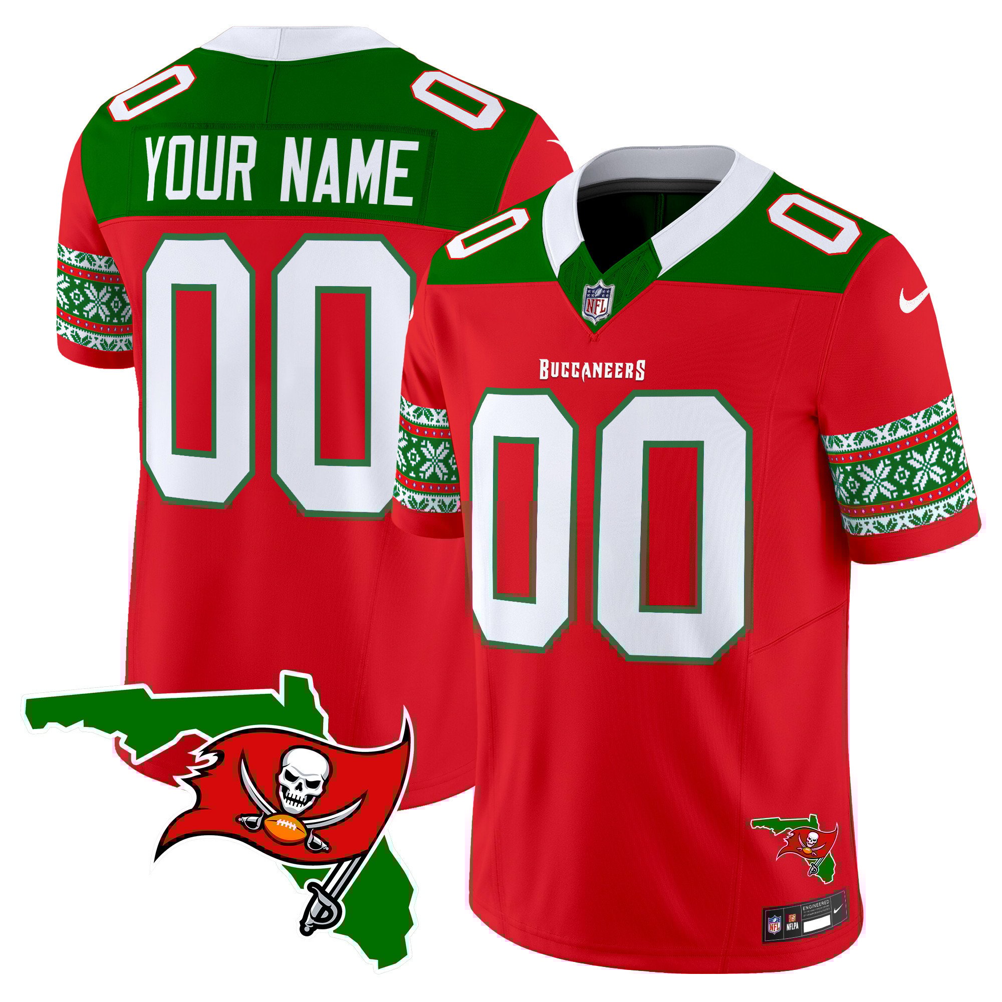 Men's Tampa Bay Buccaneers 2024 Christmas Vapor Limited Custom Red Jersey - All Stitched