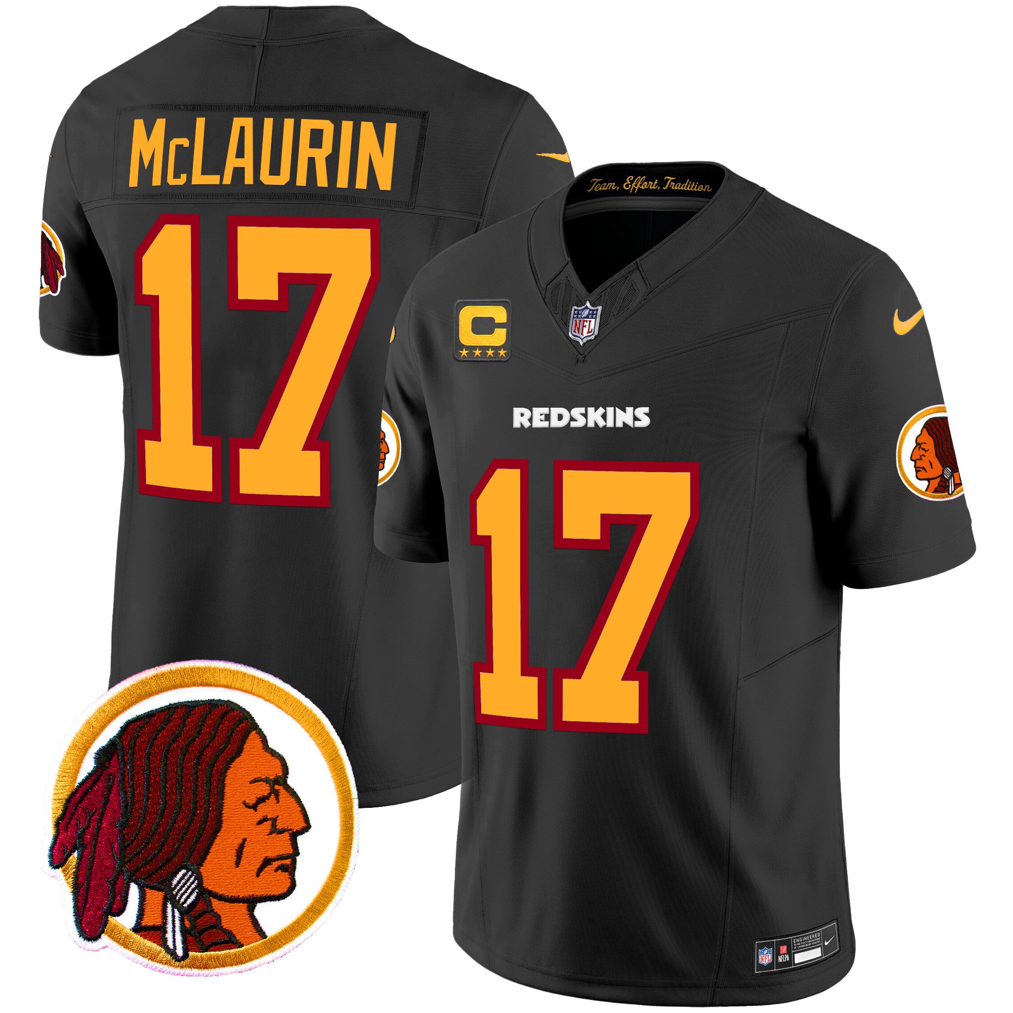 Men's Terry McLaurin Washington Redskins Throwback Vapor Limited Black Jersey V2 - All Stitched