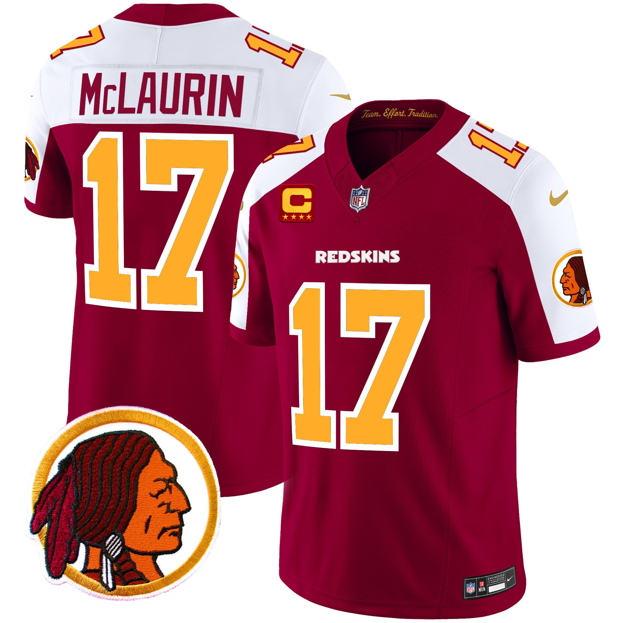 Men's Terry McLaurin Washington Redskins Throwback Vapor Limited Burgundy Alternate Jersey V2 - All Stitched