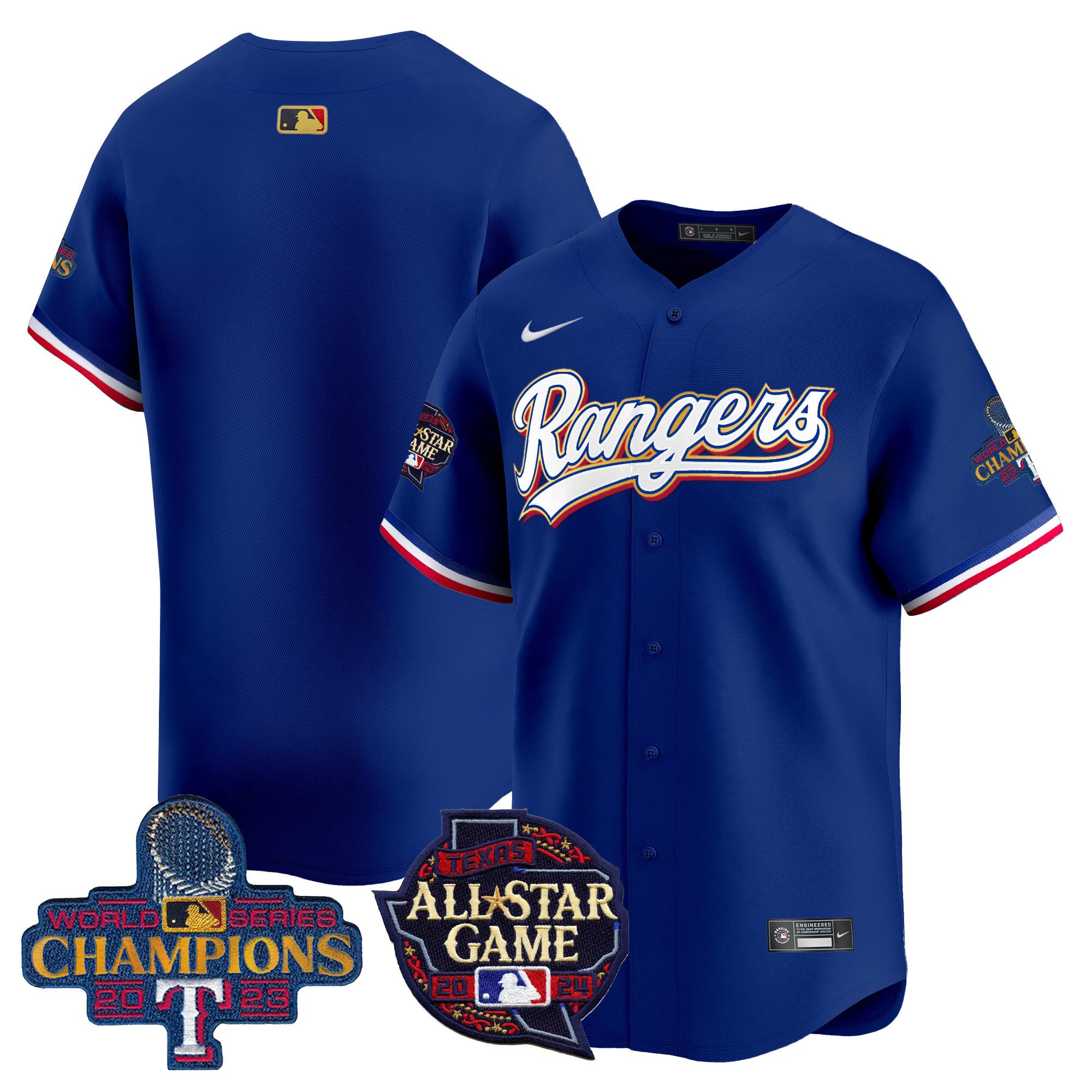 Men's Texas Rangers 2024 All Star Game Patch Vapor Premier Limited Royal Jersey - All Stitched
