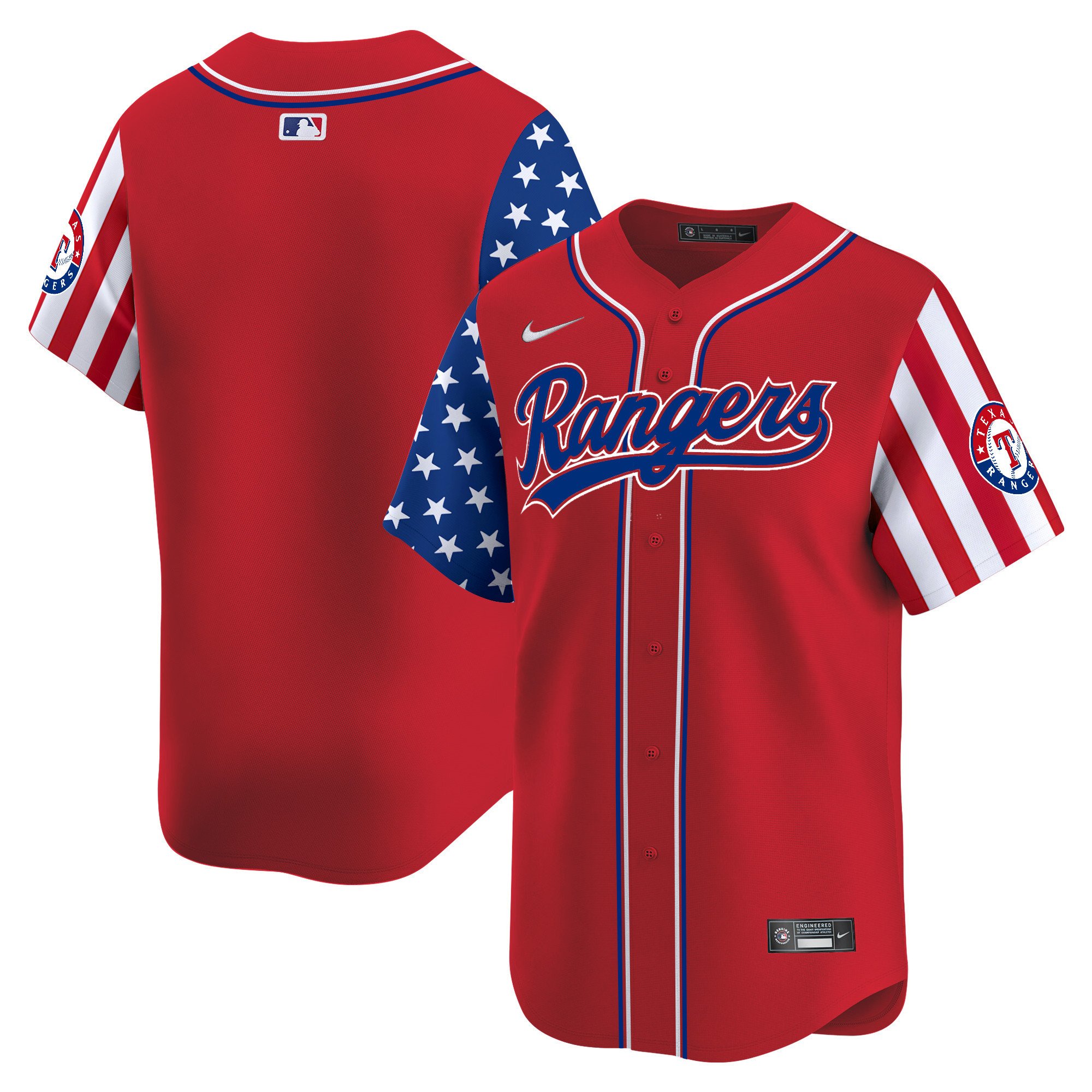Men's Texas Rangers 2024 Independence Day Vapor Premier Limited Red Jersey - All Stitched