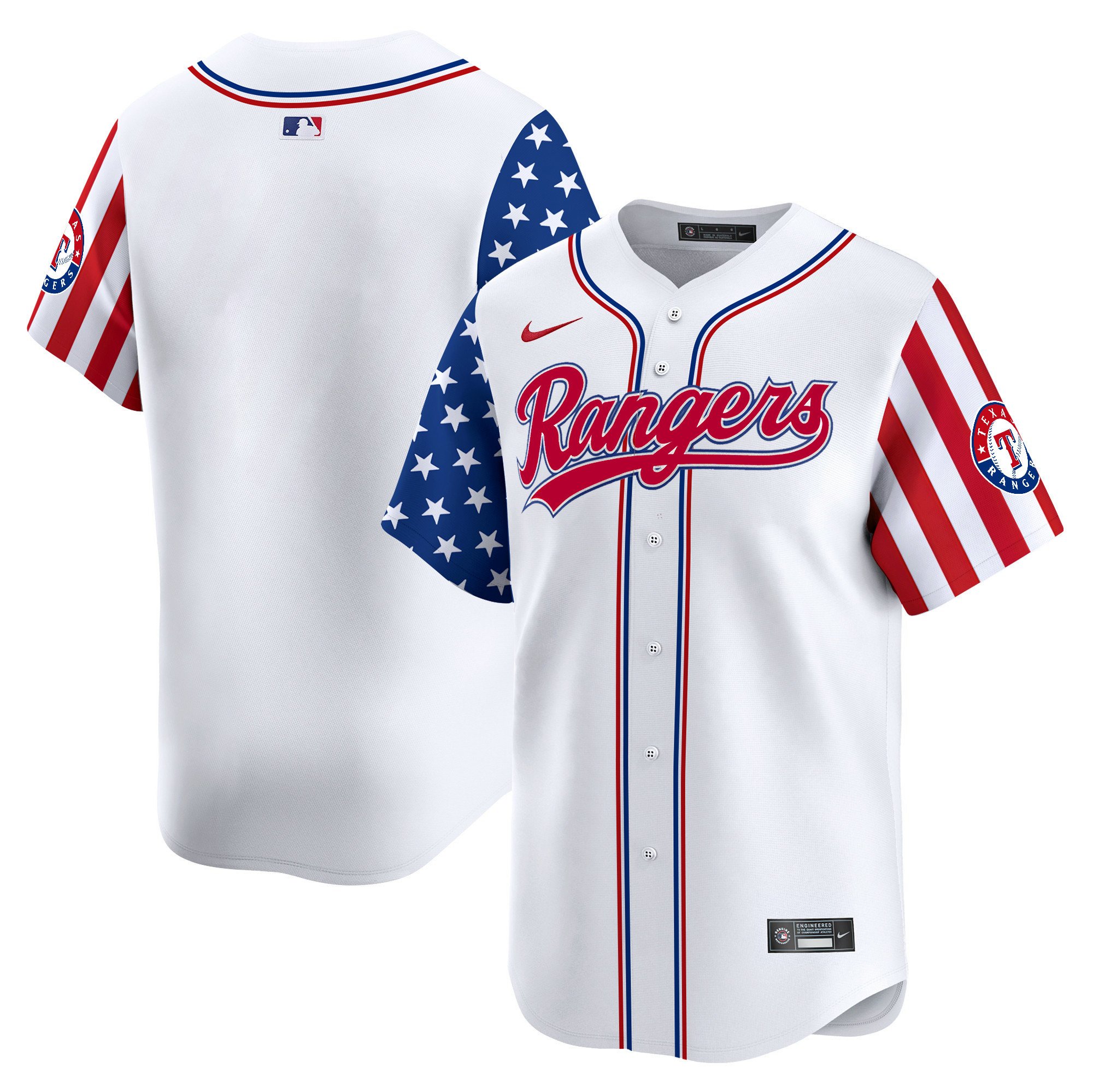 Men's Texas Rangers 2024 Independence Day Vapor Premier Limited White Jersey - All Stitched