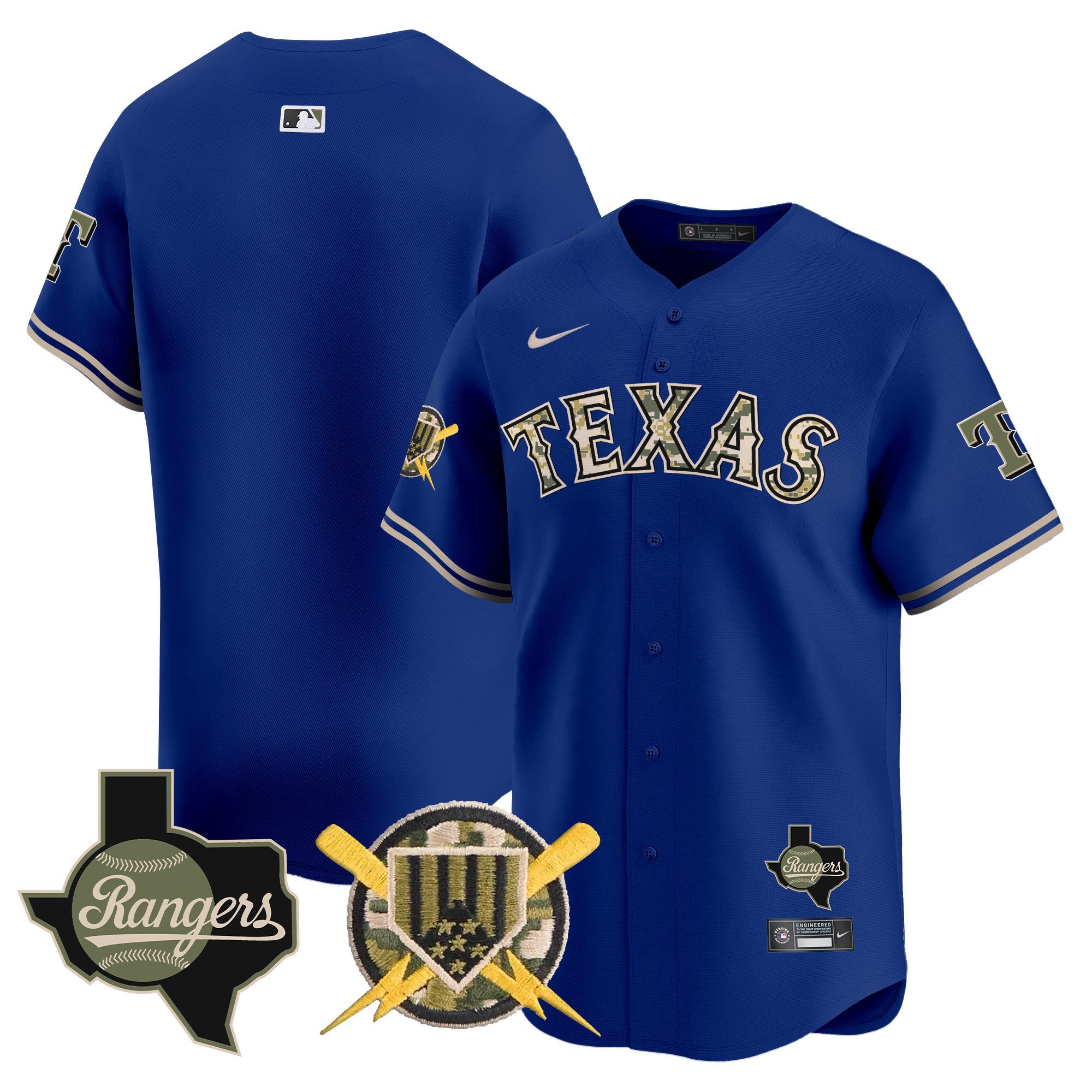 Men's Texas Rangers Armed Forces Day Vapor Premier Limited Royal Jersey - All Stitched
