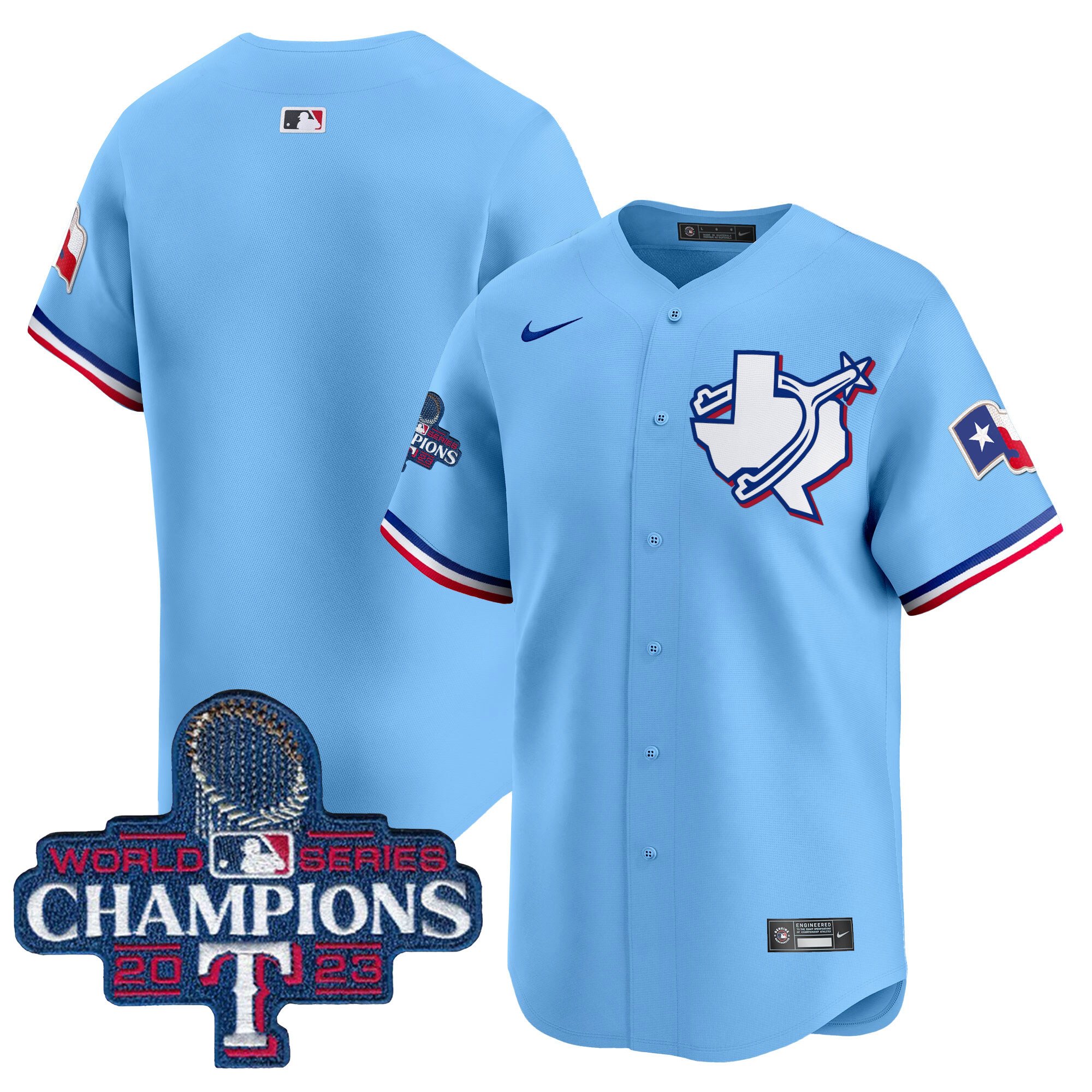 Men's Texas Rangers World Series Champions Vapor Premier Limited Blue Jersey V3 - All Stitched