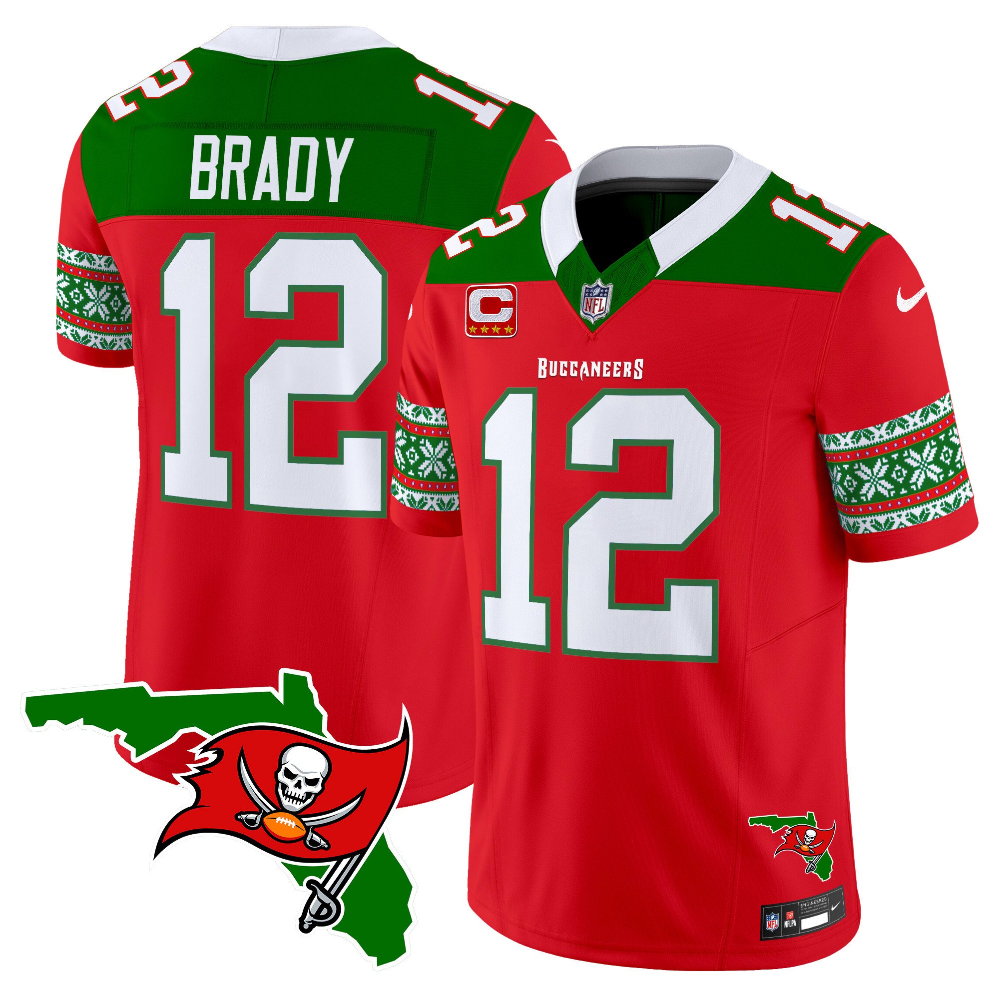 Men's Tom Brady Tampa Bay Buccaneers 2024 Christmas Vapor Limited Red Jersey - All Stitched
