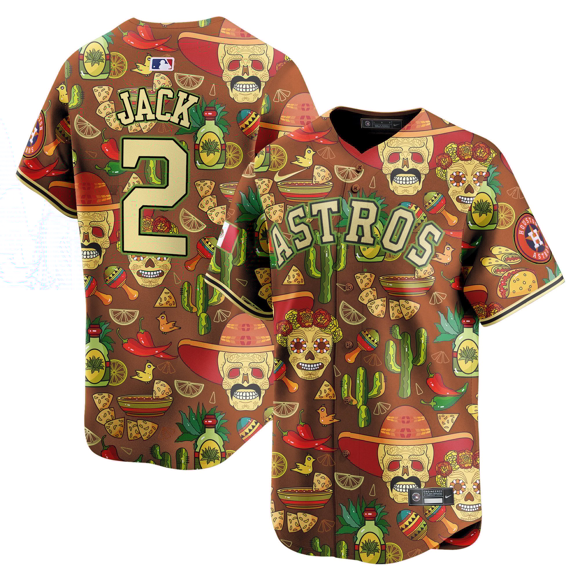 Men's Travis Scott Houston Astros Mexico Cinco De Mayo Vapor Premier Limited Brown Jersey - Printed