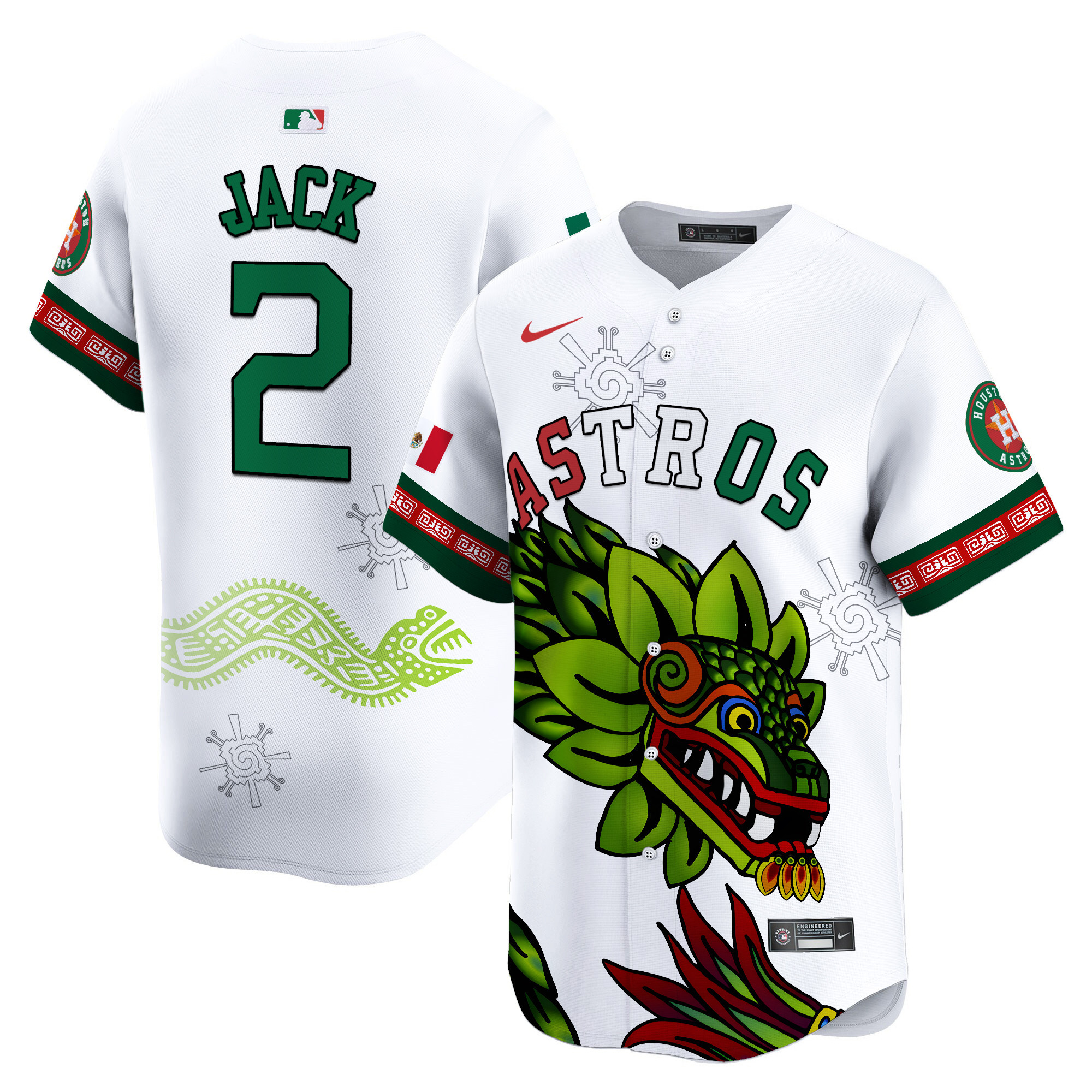 Men's Travis Scott Houston Astros Mexico Quetzalcoatl Aztec Vapor Limited White Jersey - Printed