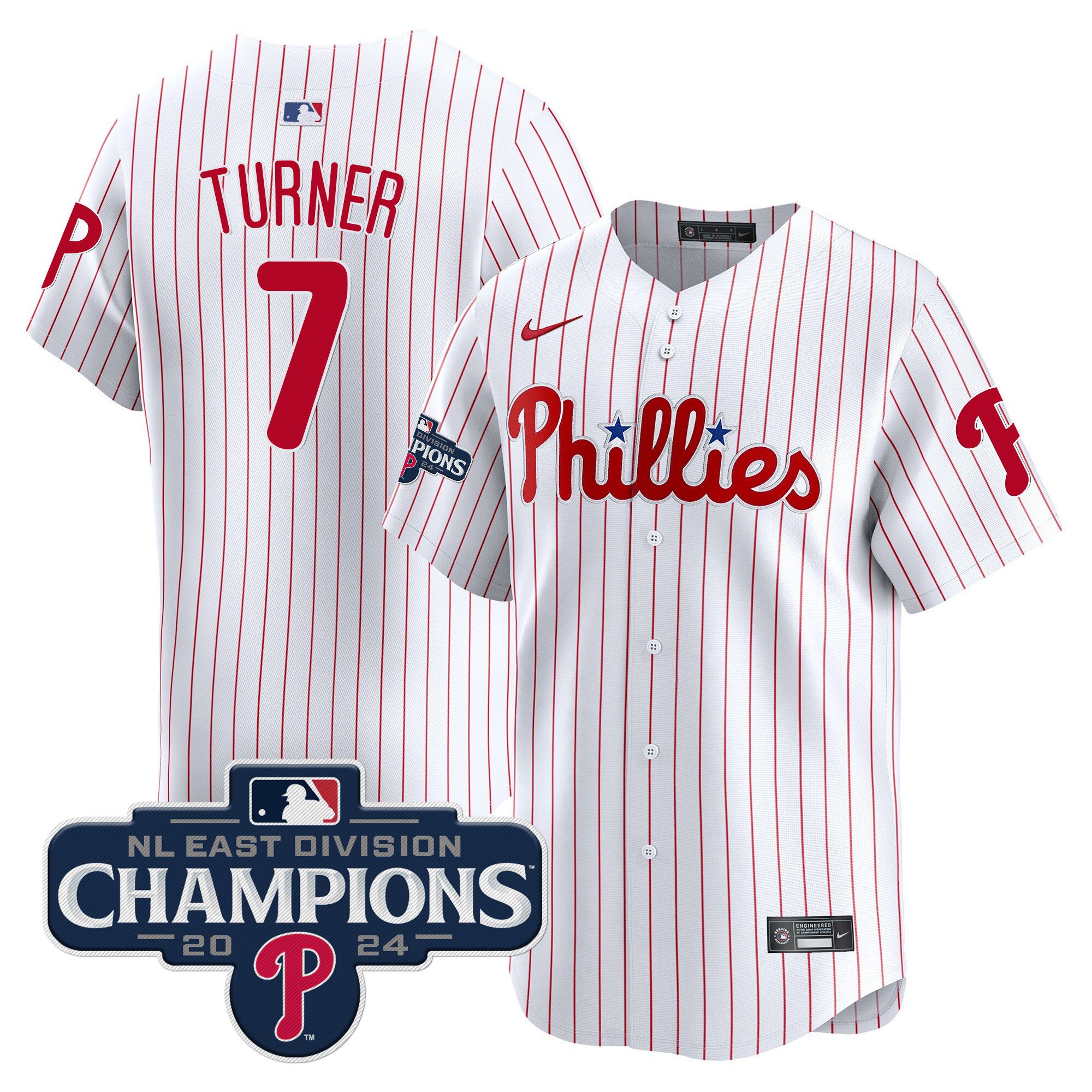 Men's Trea Turner Philadelphia Phillies 2024 NL East Division Champions Gold Vapor Premier Limited White Jersey - All Stitched